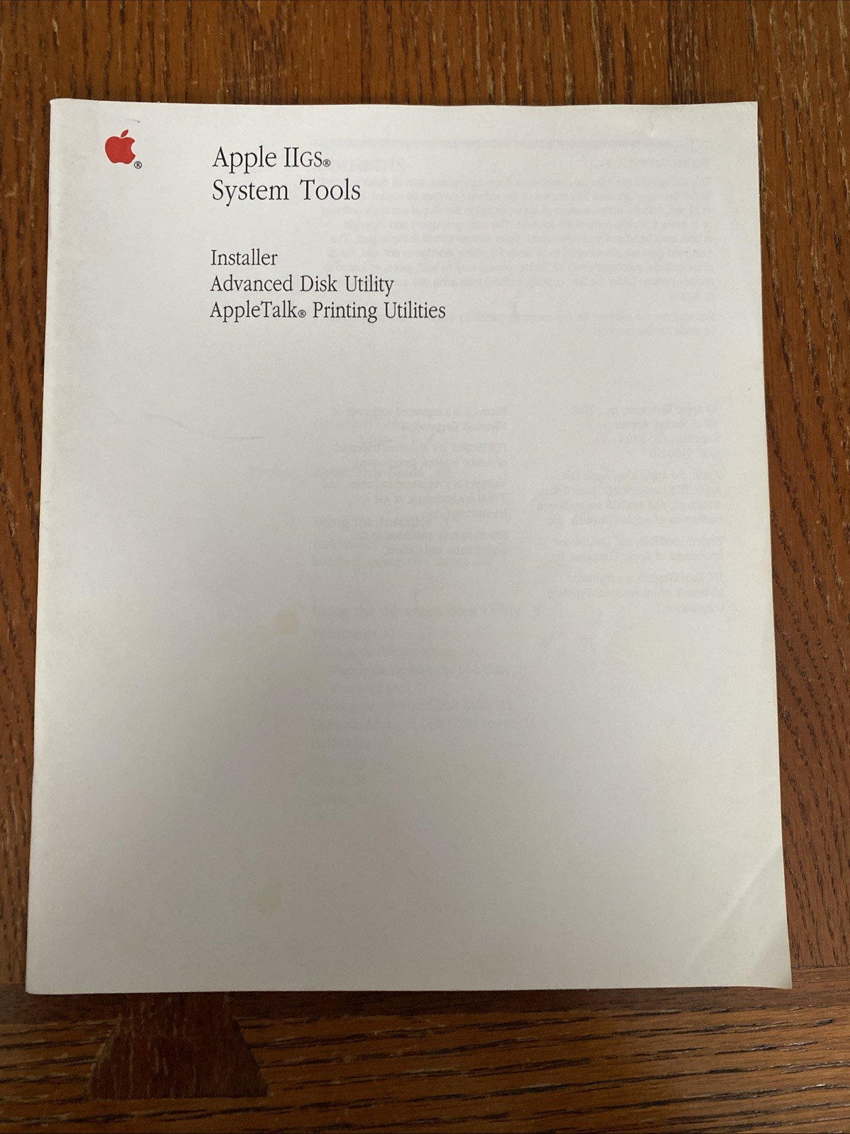 Vintage Apple Manuals: 1988 Apple IIGS System Tools- Installer Guide 030-1501-A
