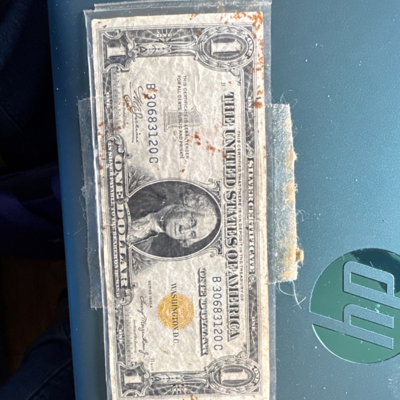 1935 $1 US Silver Certificate Blue Seal Banknote B30683120C Circulated