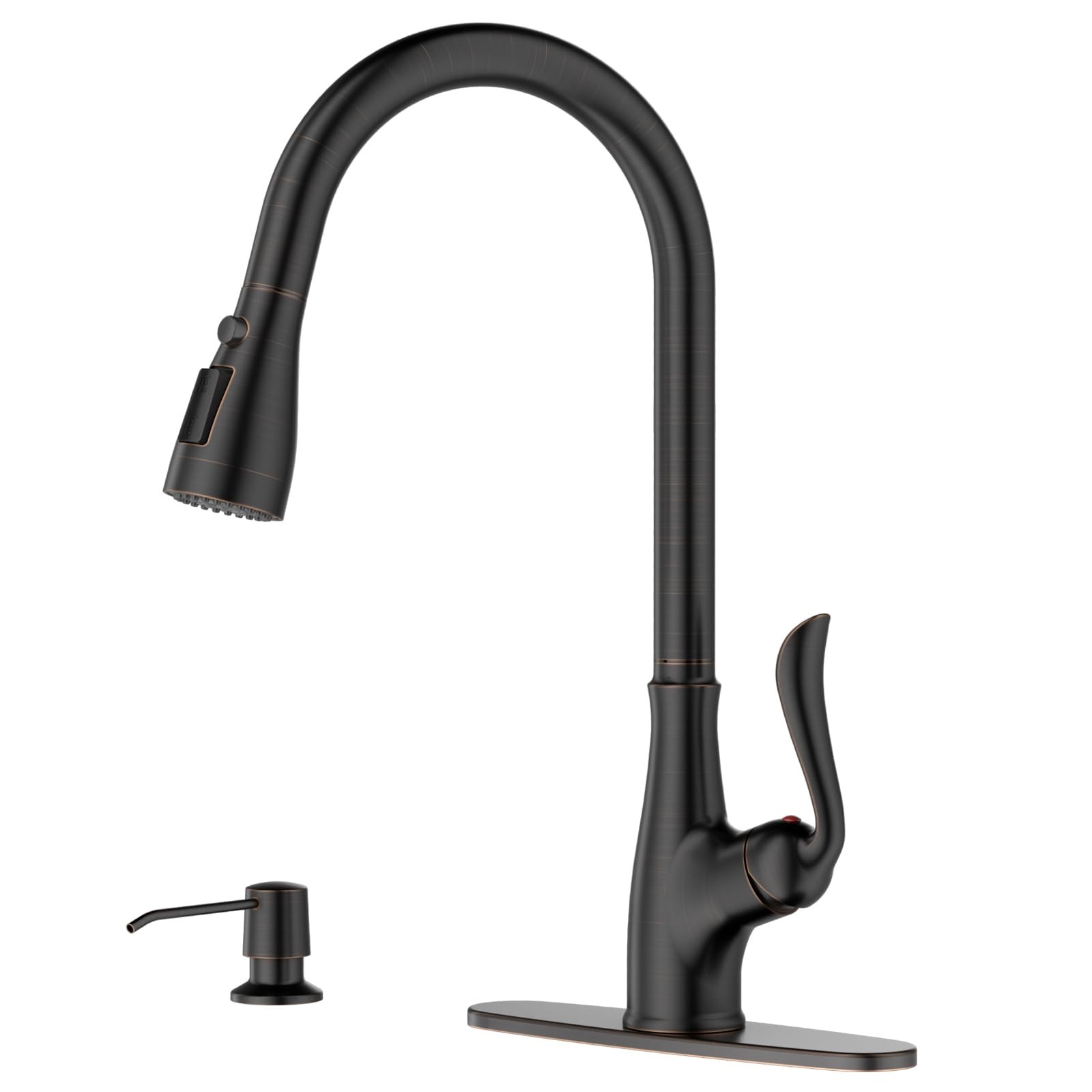 Pull Down Kitchen Faucet with Soap and Sprayer Oil Rubbed Bronze - Single Han...