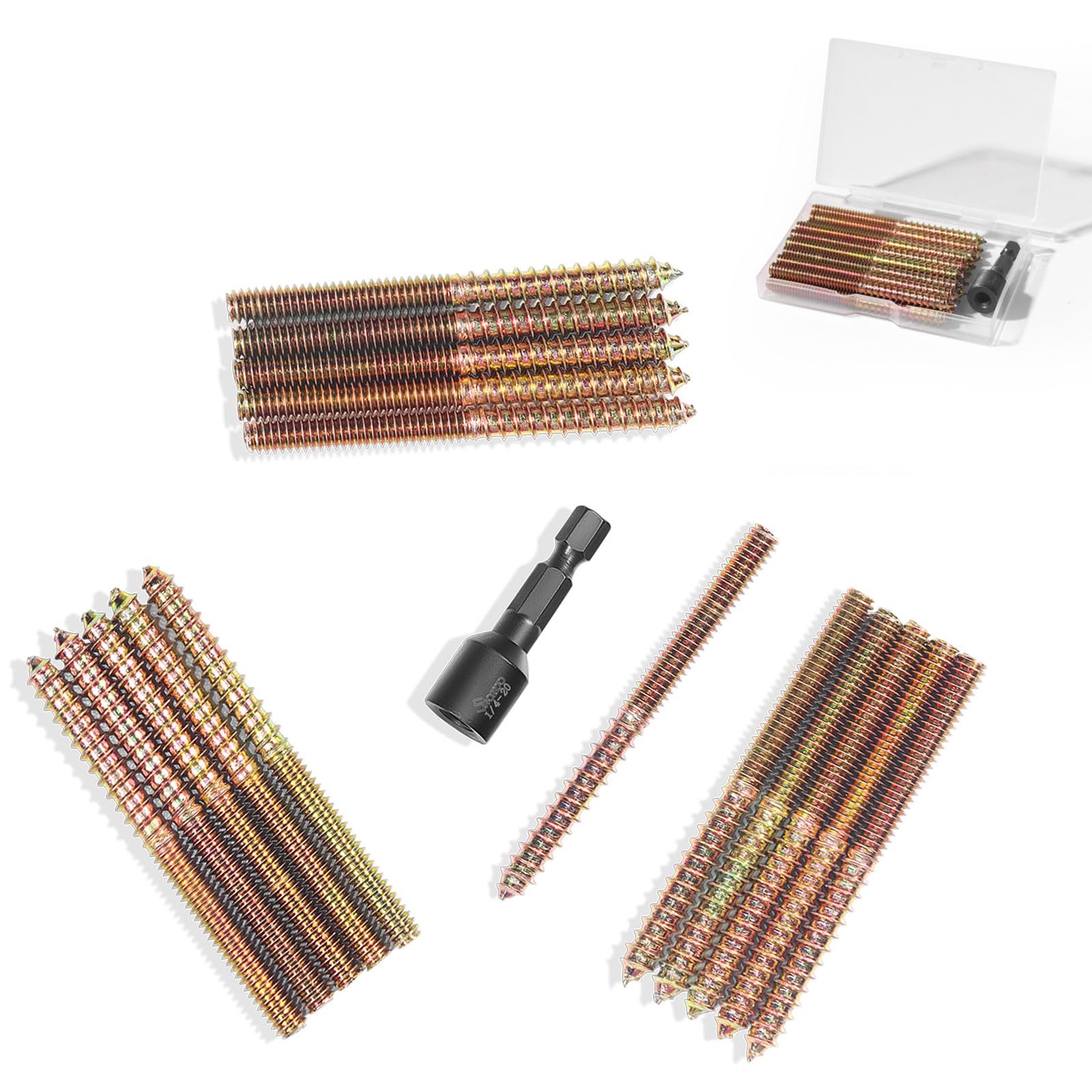 16PCS 1/4"-20 x 3 Hanger Bolts Kit & 1PCS 1/4-20"x3"-16PCS 