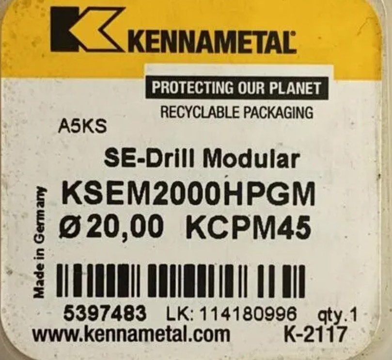 1PCS ORIGINAL KENNAMETAL KSEM2000HPGM KCPM45 NEW SE-DRILL MODULAR 5397483 20MM