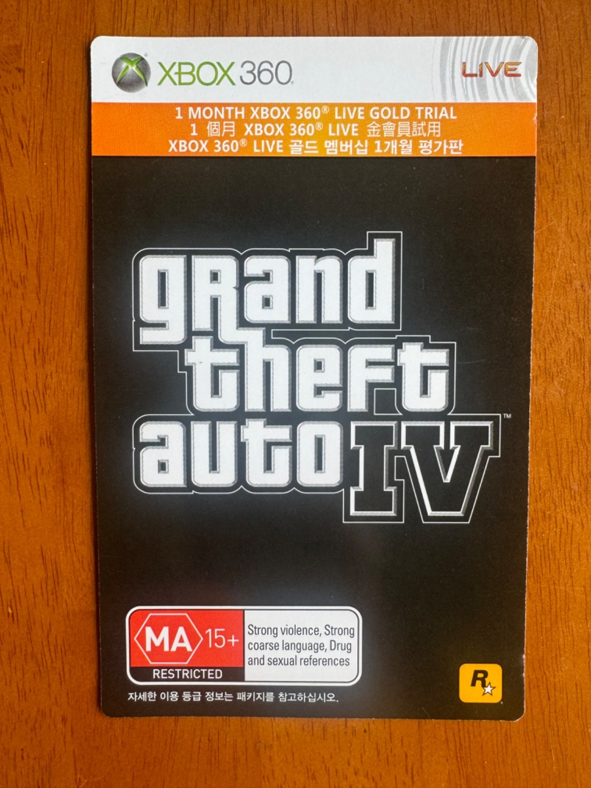 GRAND THEFT AUTO IV XBOX LIVE GOLD 360 MEMBERSHIP 1 MONTH TRAIL - EXPIRED CARD