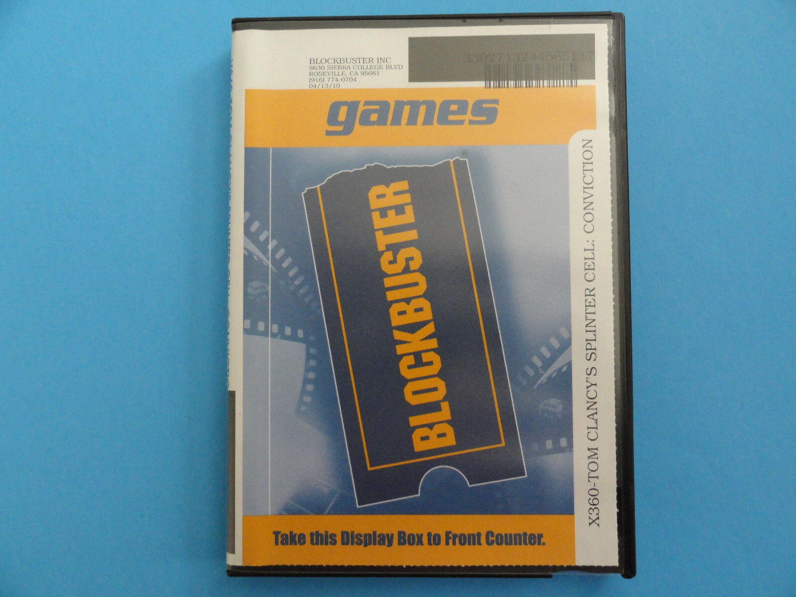 XBOX 360 TOM CLANCY'S SPLINTER CELL CONVICTION BLOCKBUSTER VIDEO RENTAL CASE