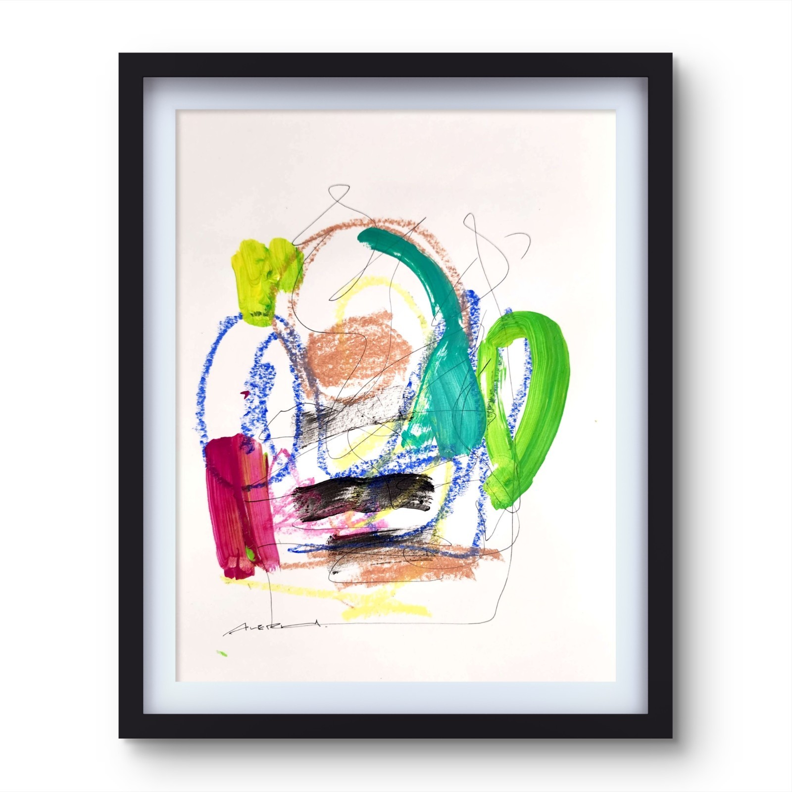 Aleph Original Art 14x11 Abstract Expressionist Painting Gallery Paper