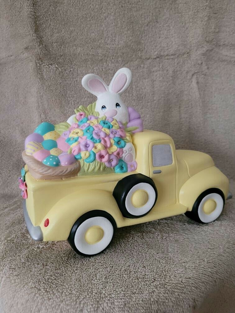 Ceramic Bisque~ Ready to Paint~ Vintage Pick Up Truck Easter Bunny ~Eggs~Flowers