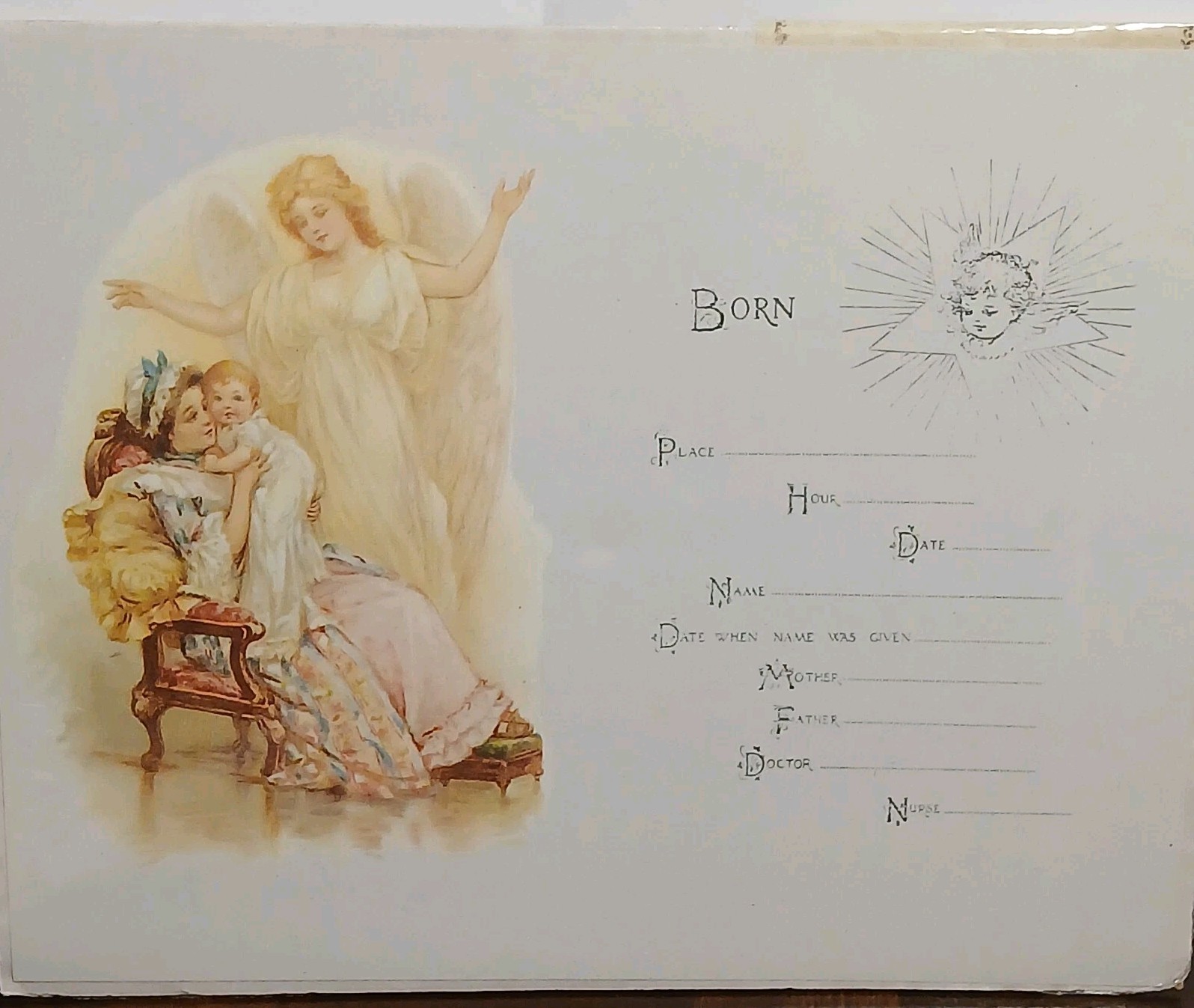 Old Print Factory Reproduced Victorian Style Birth Certificate 1880-1910