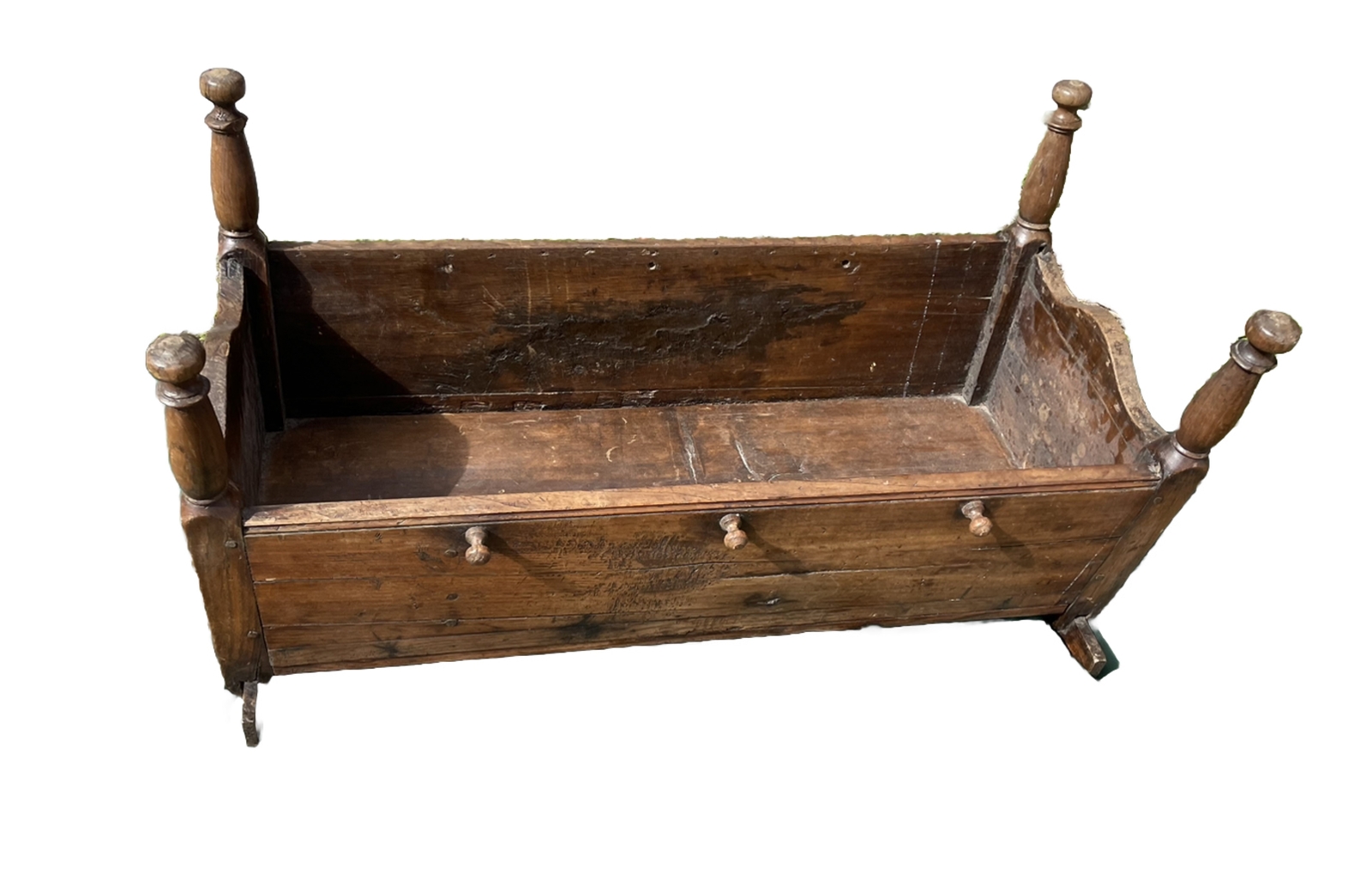 Antique 1700s-1800s Wooden Baby Cradle Crib, Primitive Rare American Walnut