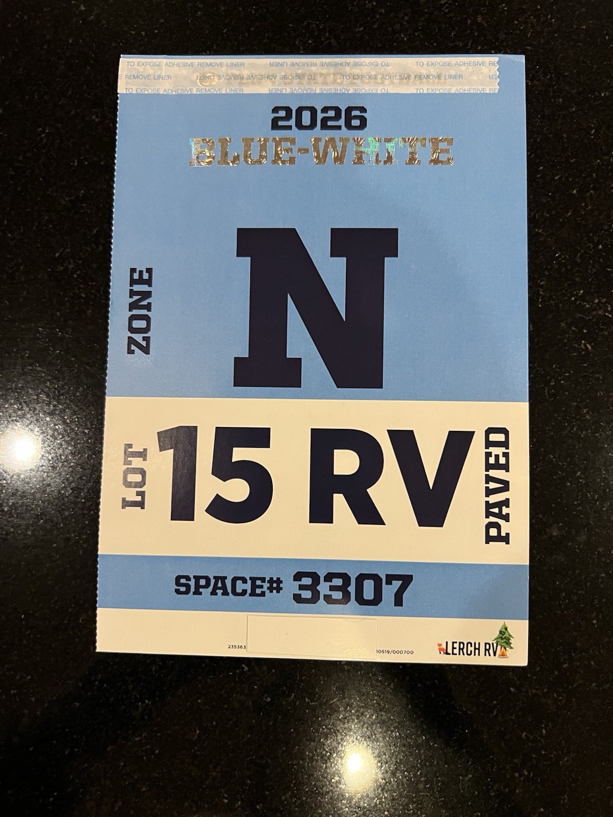 Penn State Football Parking Pass - SatOverniteRV Lot 15 - 2026 Blue-White Game