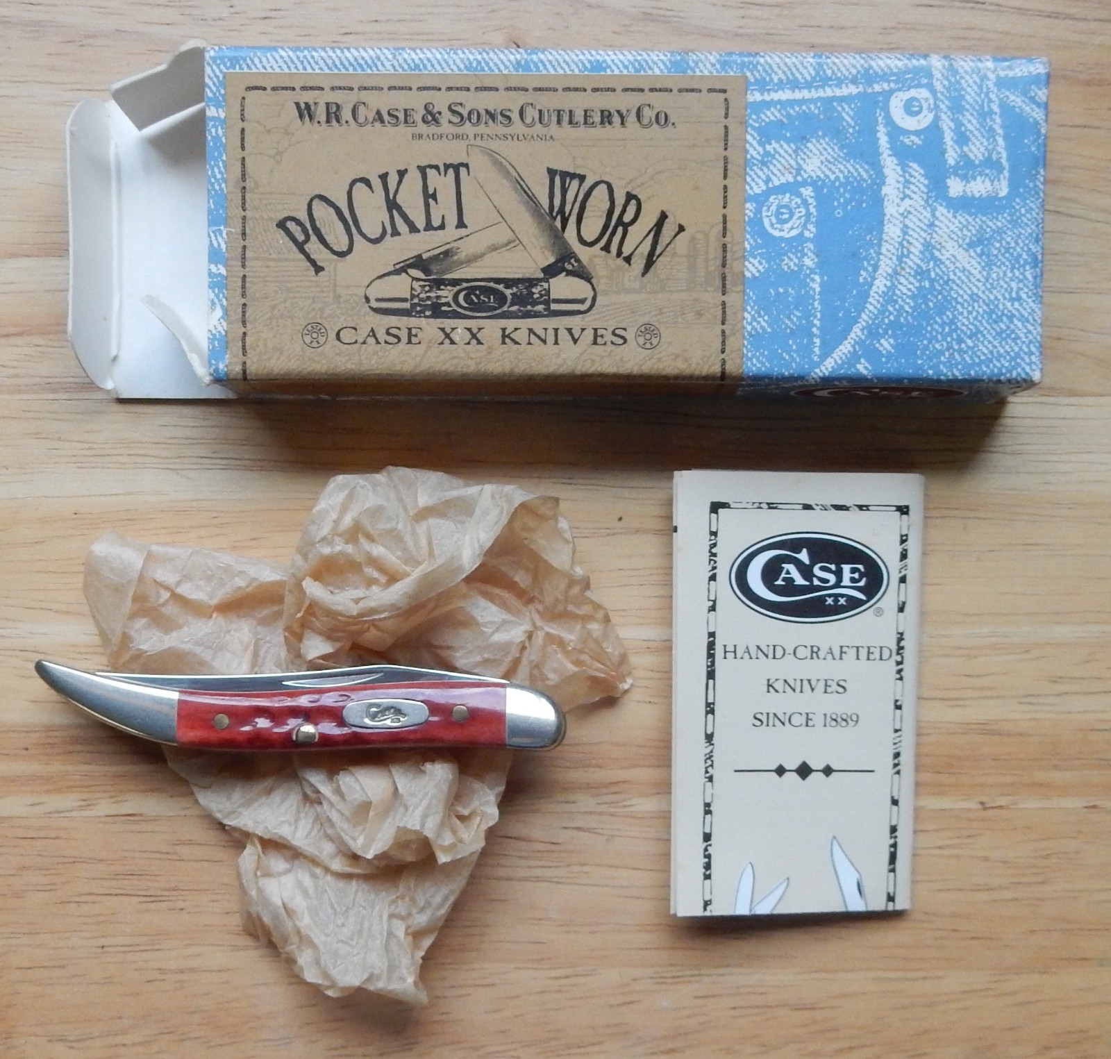 Case XX Pocket Worn Texas Toothpick #00792 Old Red Bone Pocket Knife (#2) 2002