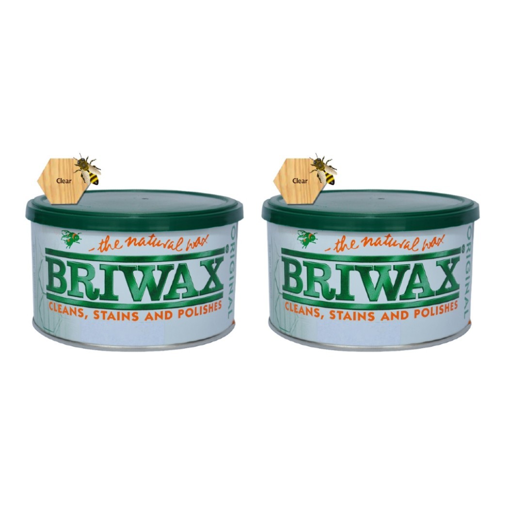 Clear, 16 Oz. Furniture Wax Polish by Briwax, Cleans, Stains & Polishes (2 Pack)