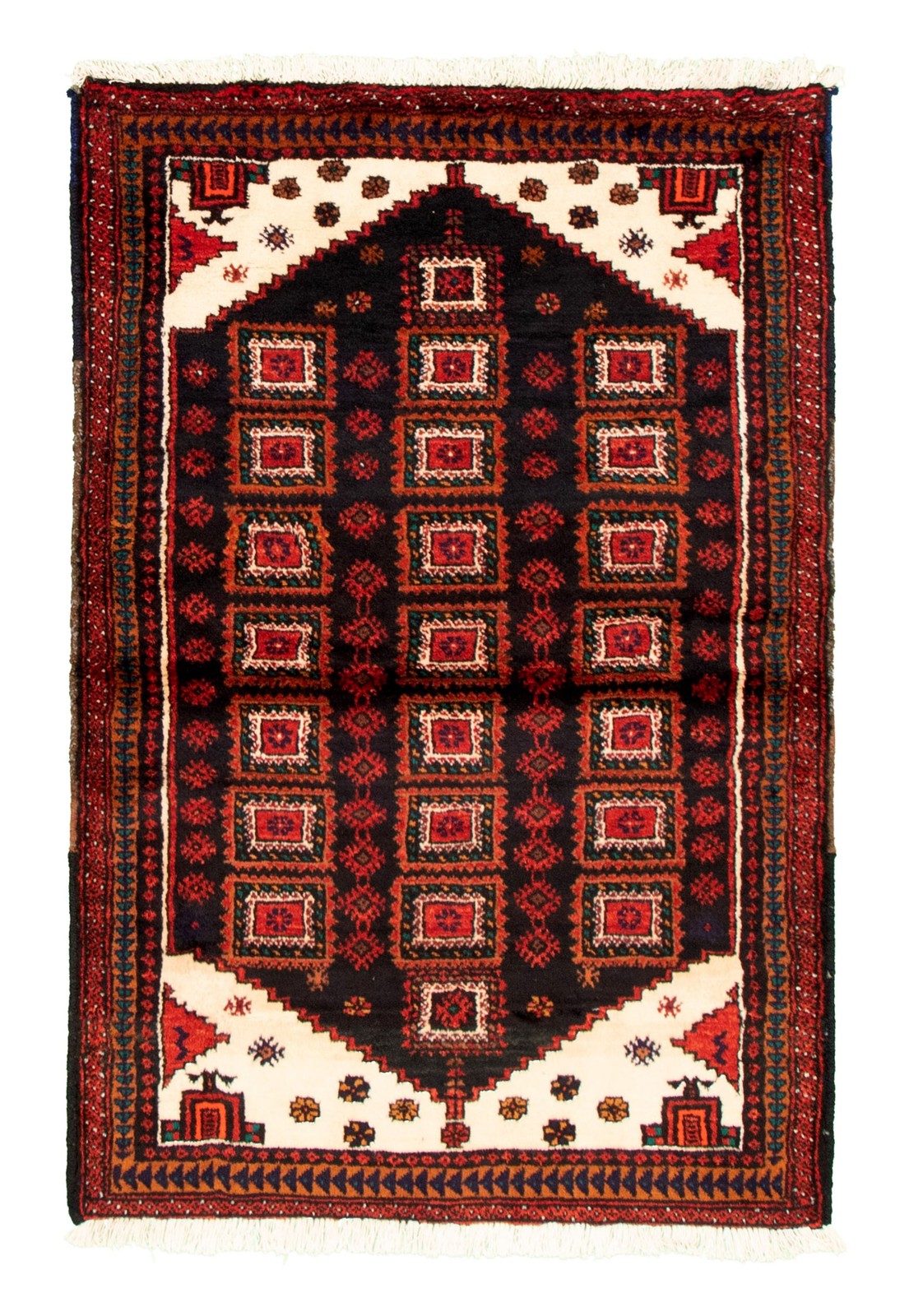 Traditional Vintage Hand-Knotted Oriental Carpet 3'5" x 5'5" Wool Area Rug