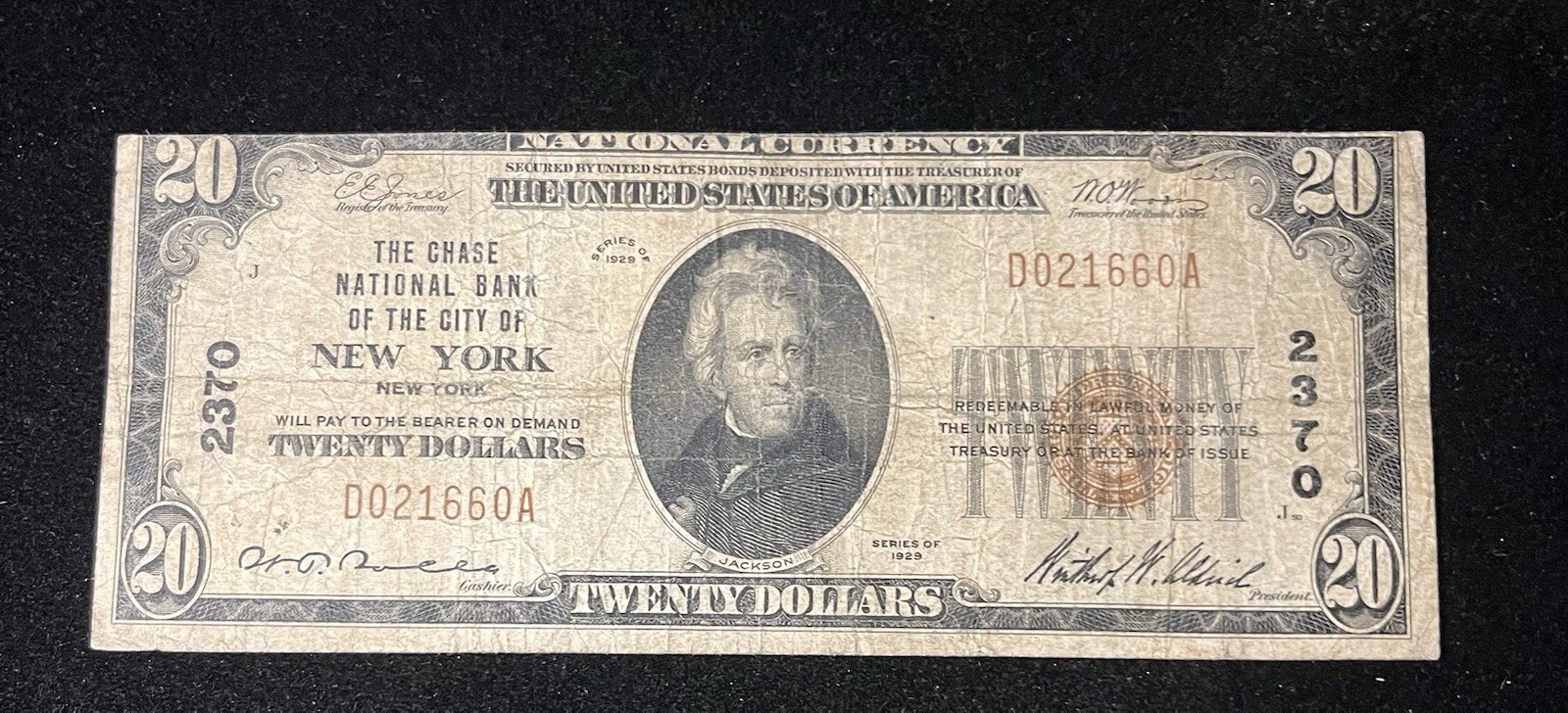 1929 $10 national bank note New York Mis Cut 