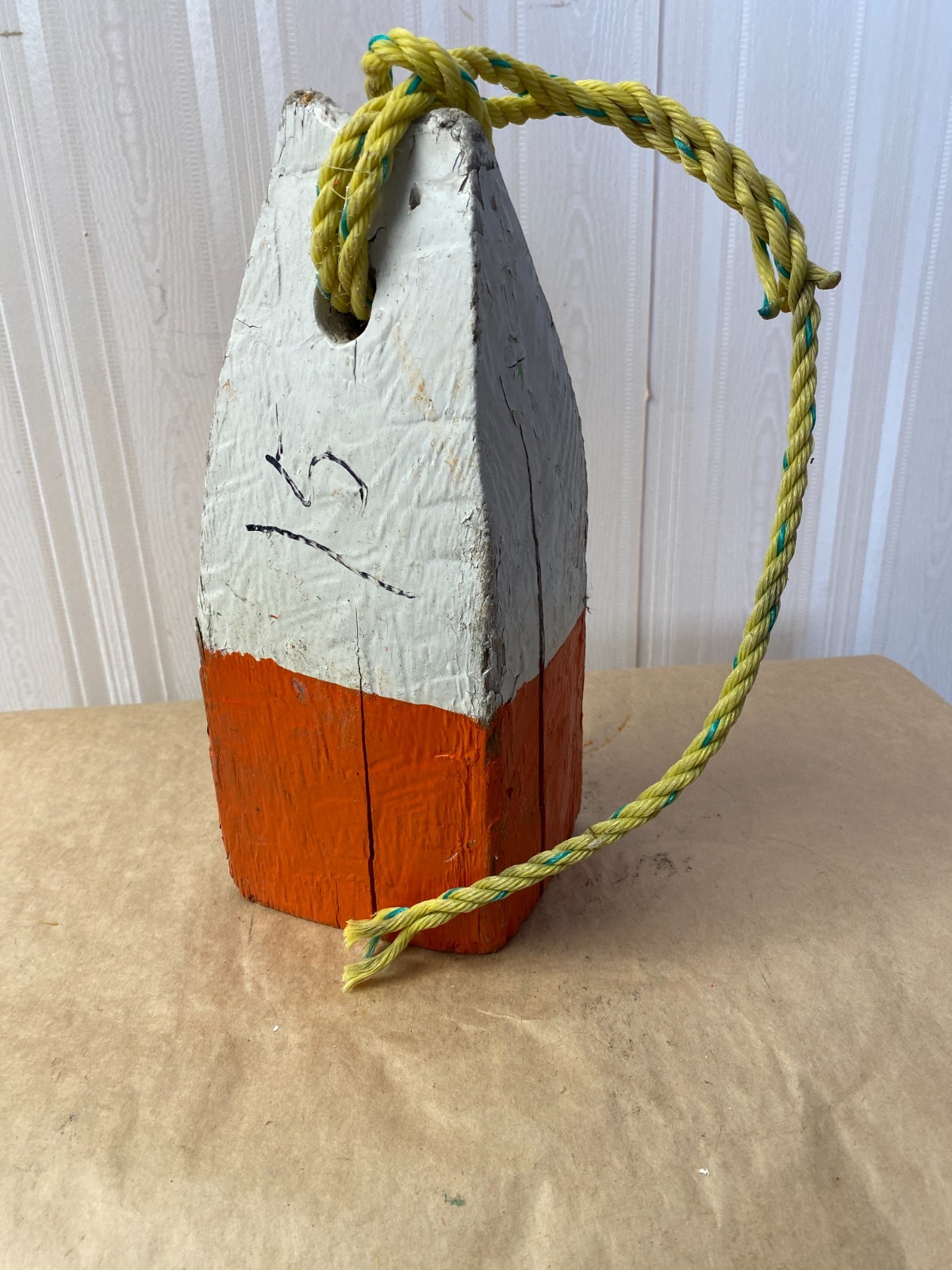 A Vintage Wooden Lobster Trap Buoy  From Maine