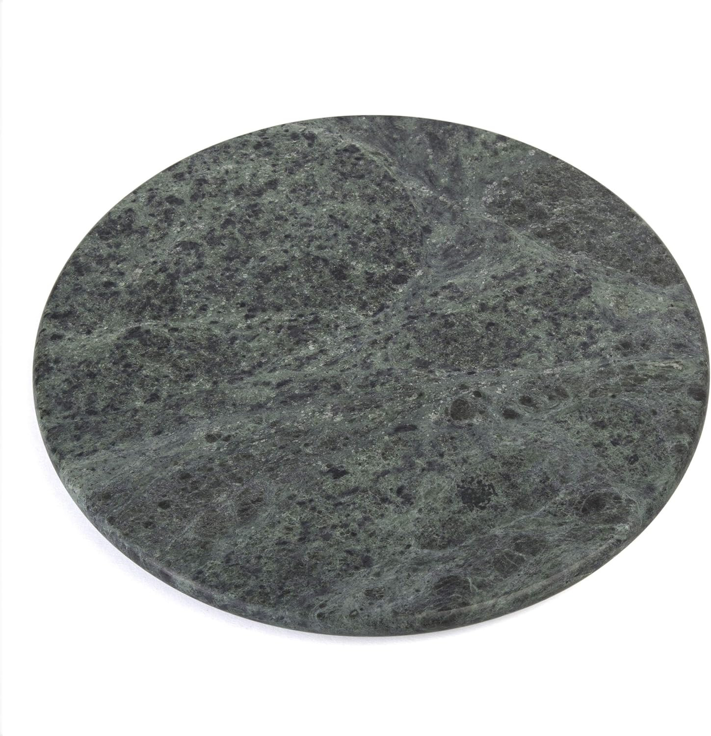 12″ Green Natural Marble Lazy Susan Turntable, Polished Stone Serving Tray for D