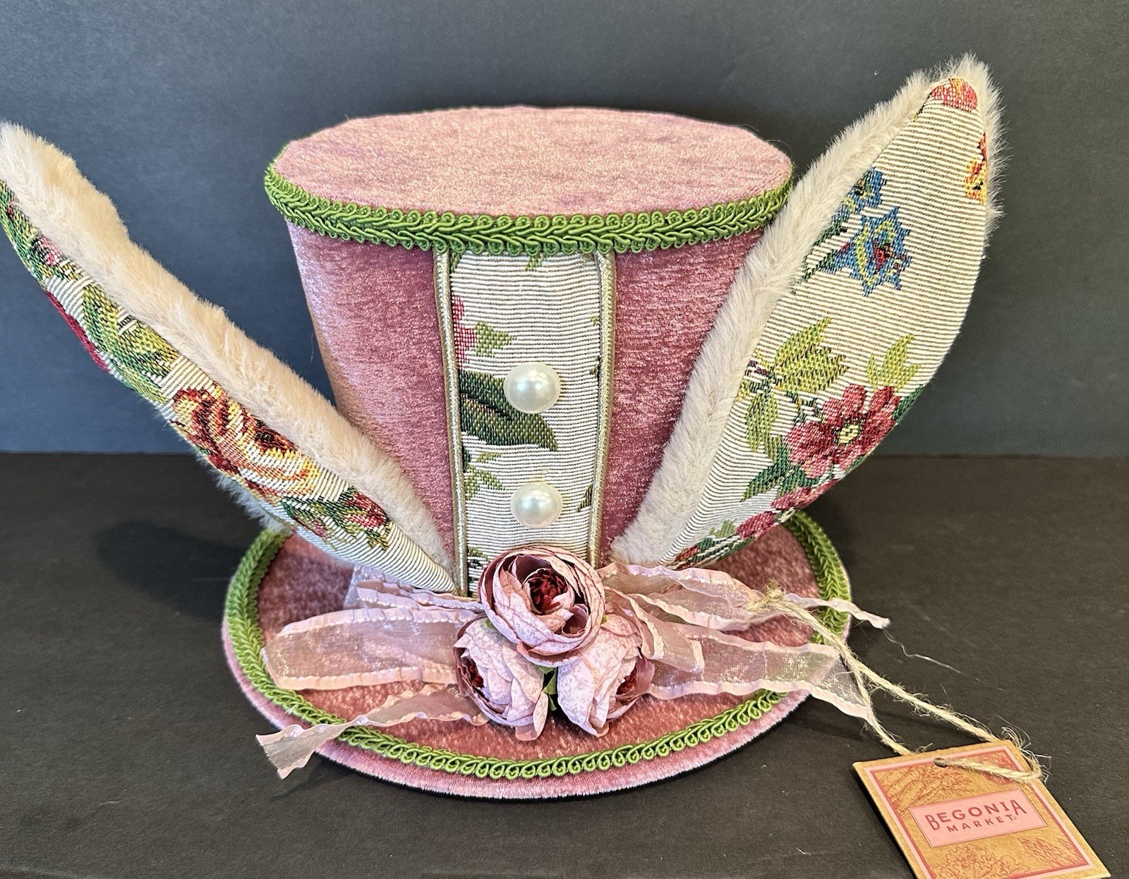 Begonia Market Velvet Victorian Easter Bunny Ears Top hat Madhatter New