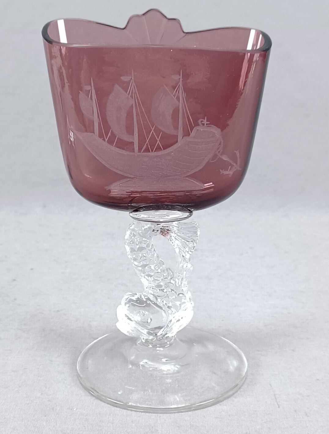 Vintage American Engraved Ship Amethyst Dolphin Koi Fish Card Cigarette Holder