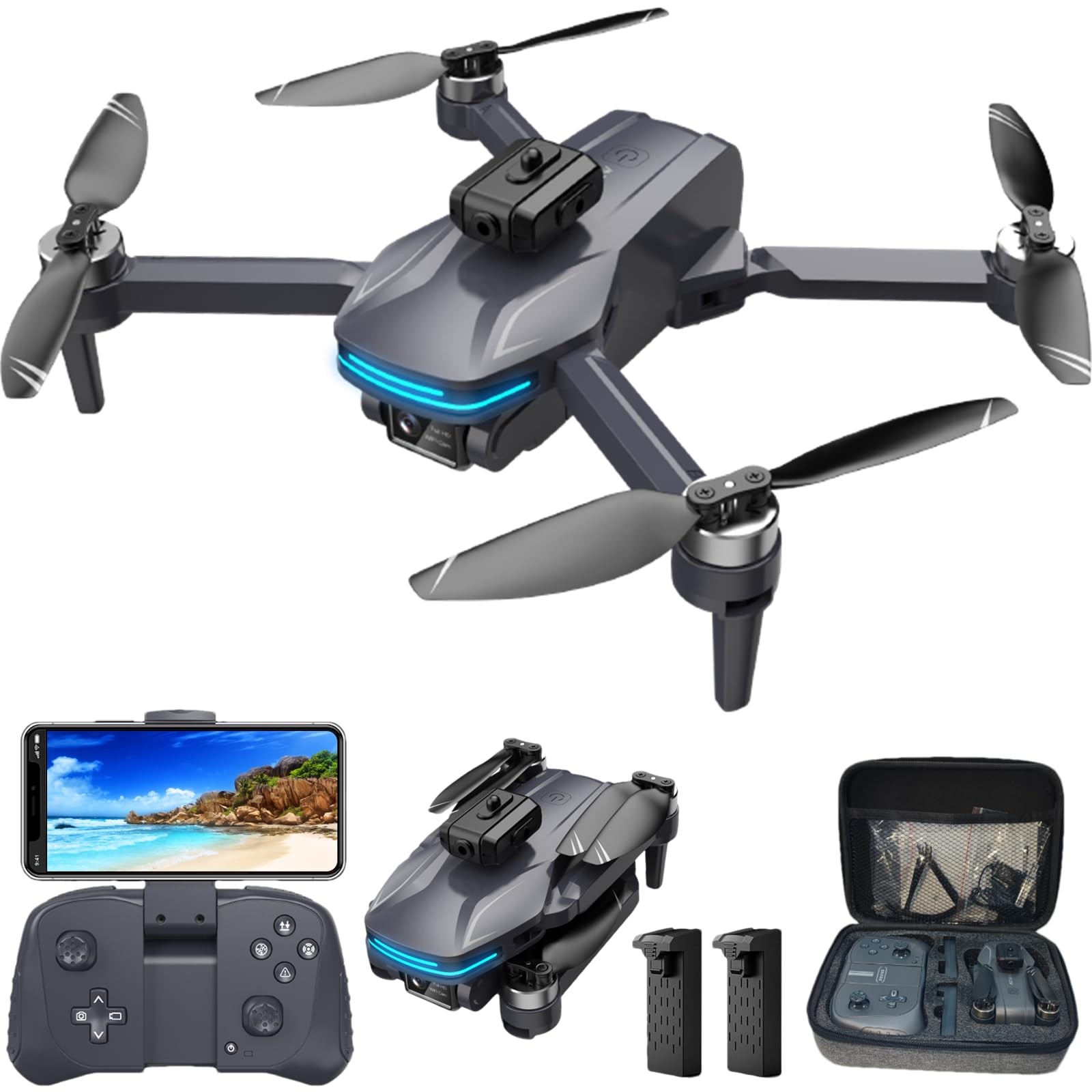 Remote Control FPV Drone with 1080P Camera for Kids and Adults Beginners, Fol...
