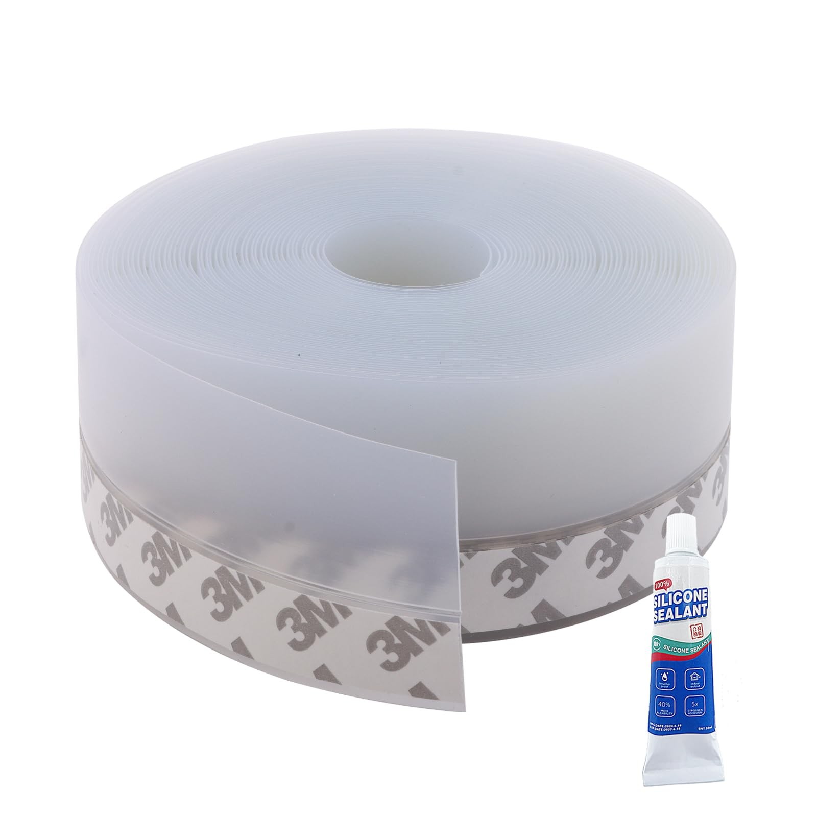 ZERITO Weather Stripping Door Seal, 32 FT Draft Stopper Adhesive Lucent 