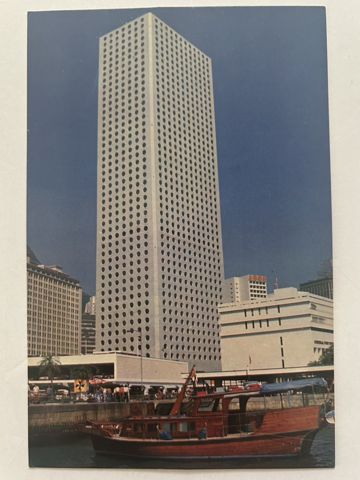 Hong Kong China Vintage Postcard | Connaught Centre | Boat Harbor Street Scene