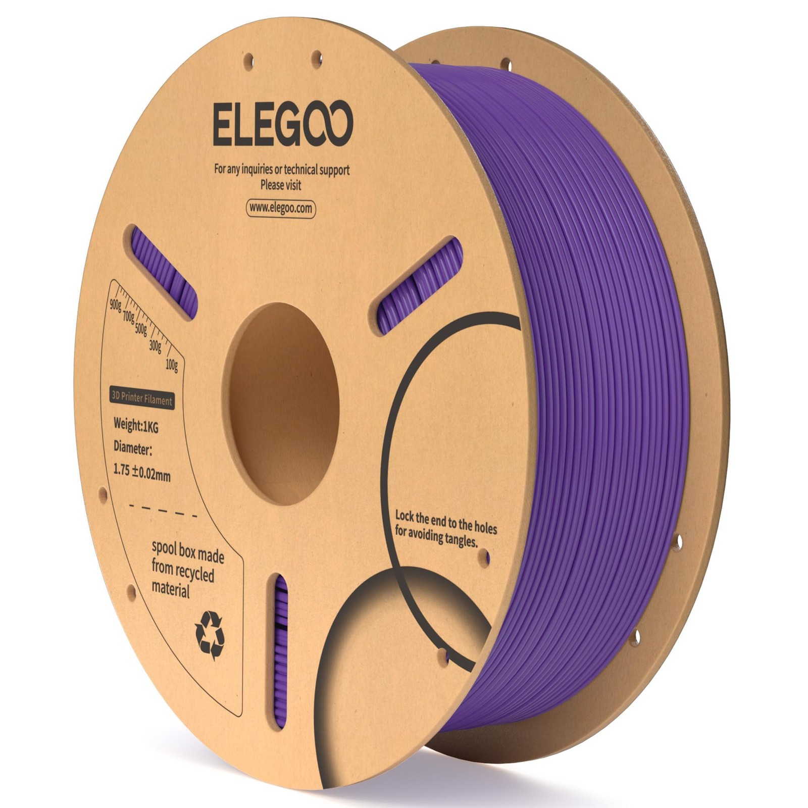 PLA Filament 1.75mm Purple 1KG Dimensional Accuracy + - 0.02mm 3D Printer ELEGOO
