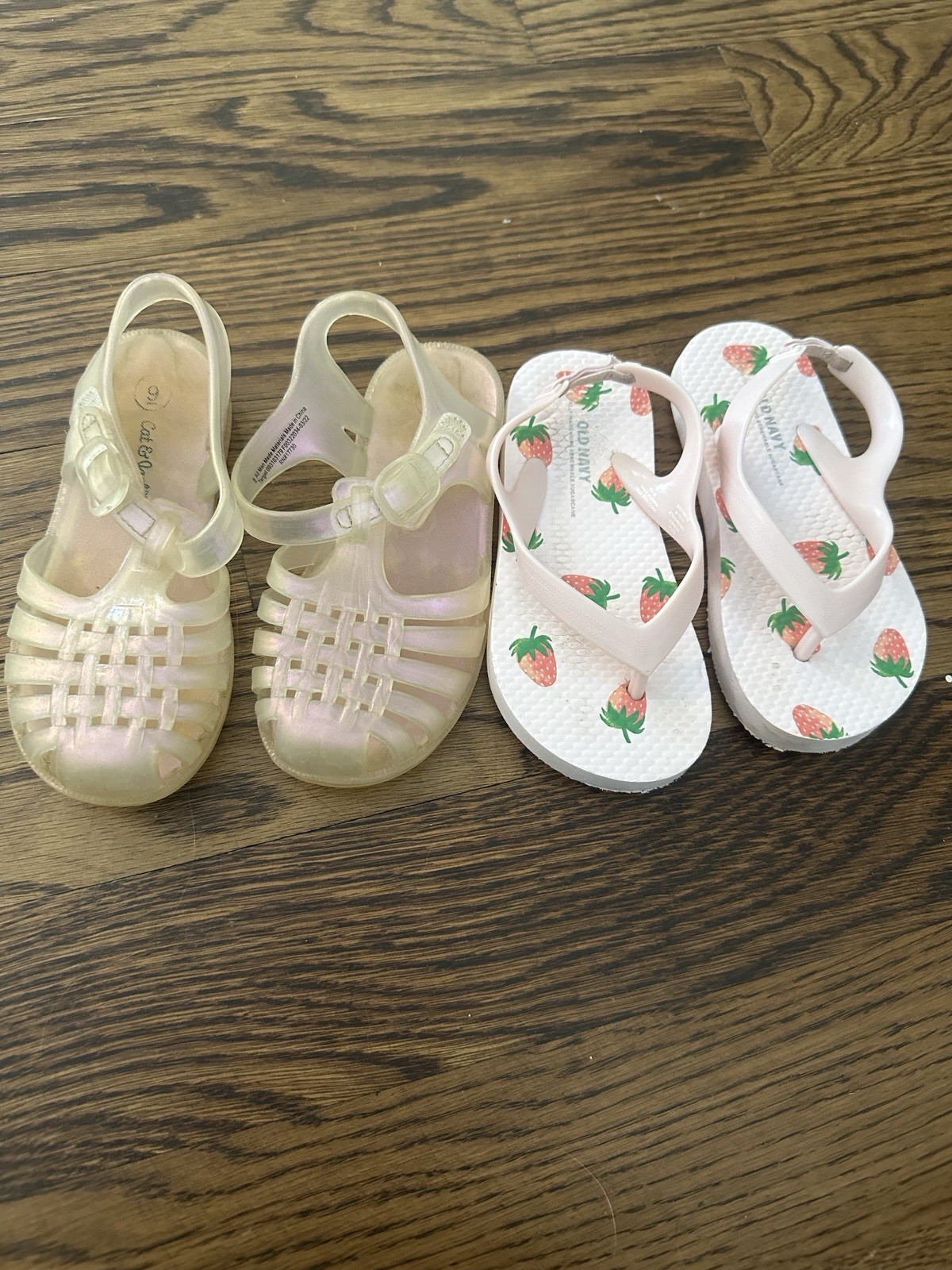 Bundle Lot Girls Sandals Size 9 Pink And White Jelly Shoes And Flip Flops