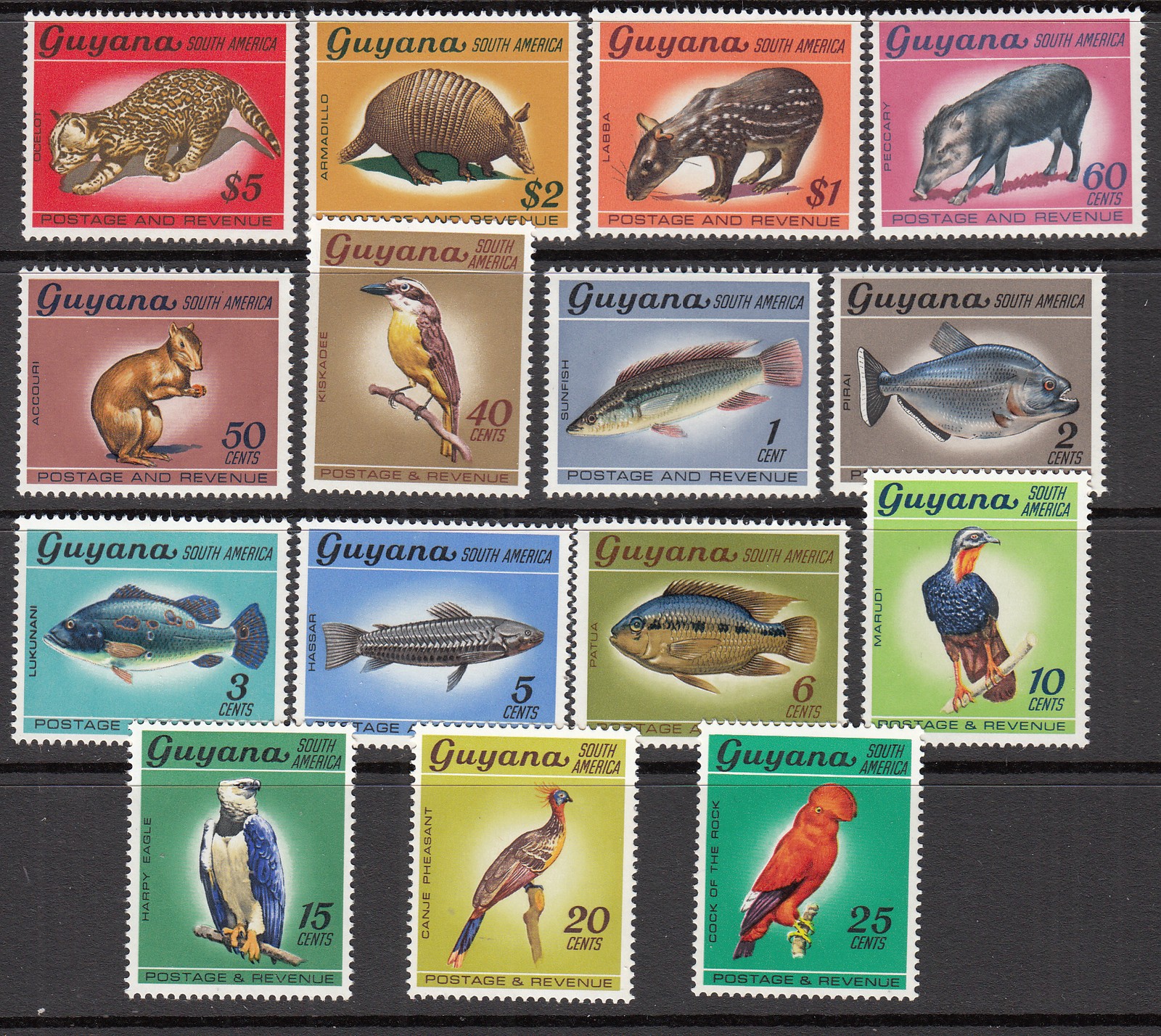 British Guiana Post Yvert 282/96 ** MNH Fauna