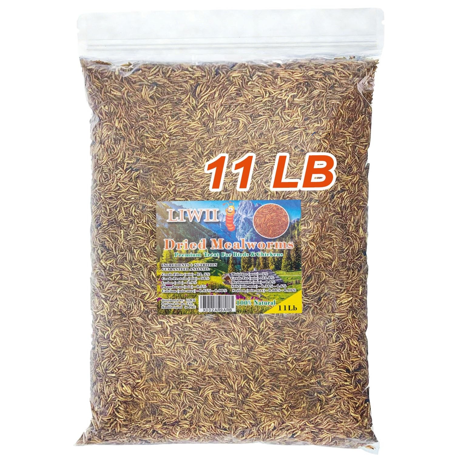 Dried Mealworms -11 LBS- 100% Natural Non GMO High Protein Mealworms - Bulk M...
