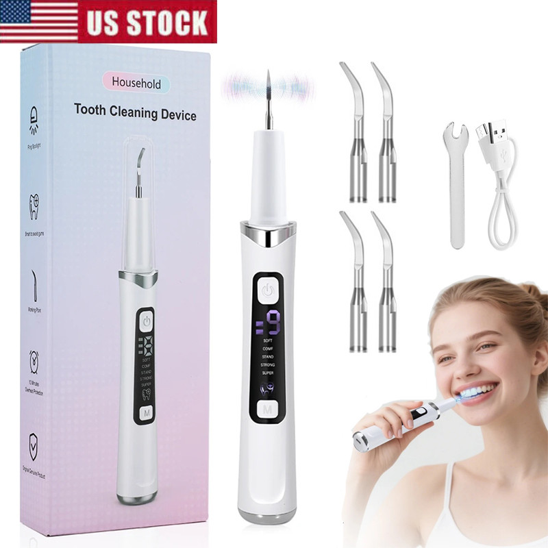 Electric Ultrasonic Tooth Cleaner Tartar Plaque Remover Dental Scaler Tool Kit
