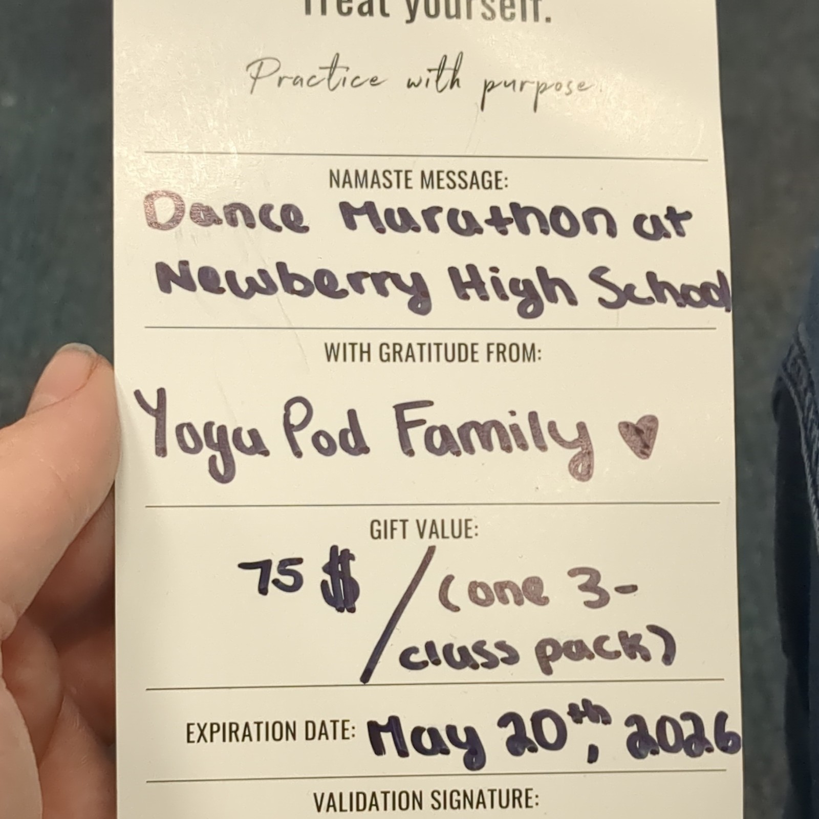Yoga Pod $75 Fitness Gift Card 3-Class Pack Valid Until May 2026