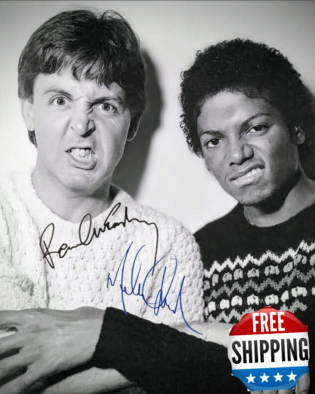 Paul McCartney Micheal Jackson Signed 8x10 Autographed Photo reprint 