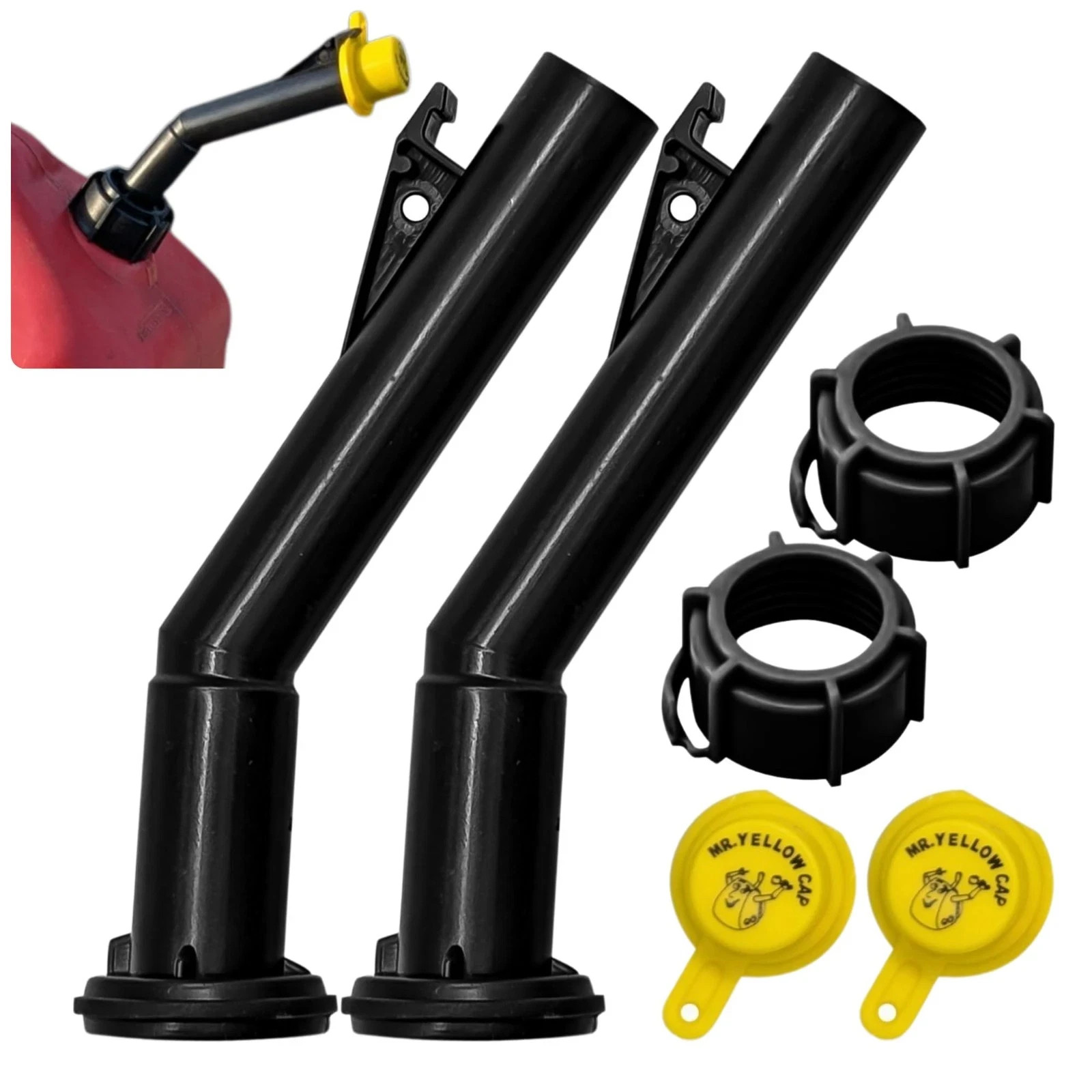 Gas Can Spout Replacement for Old Style Blitz Containers-2 Nozzles, Caps & Rings