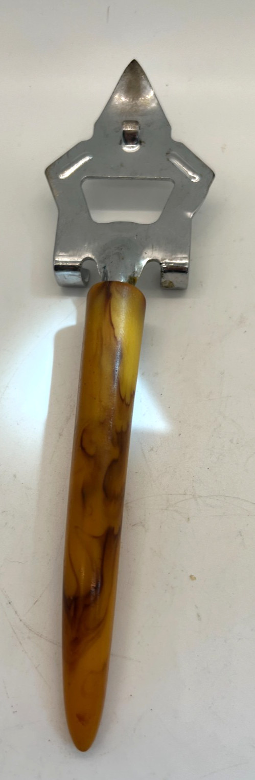 Vintage Butterscotch Bakelite Handle Bottle Opener Puncher