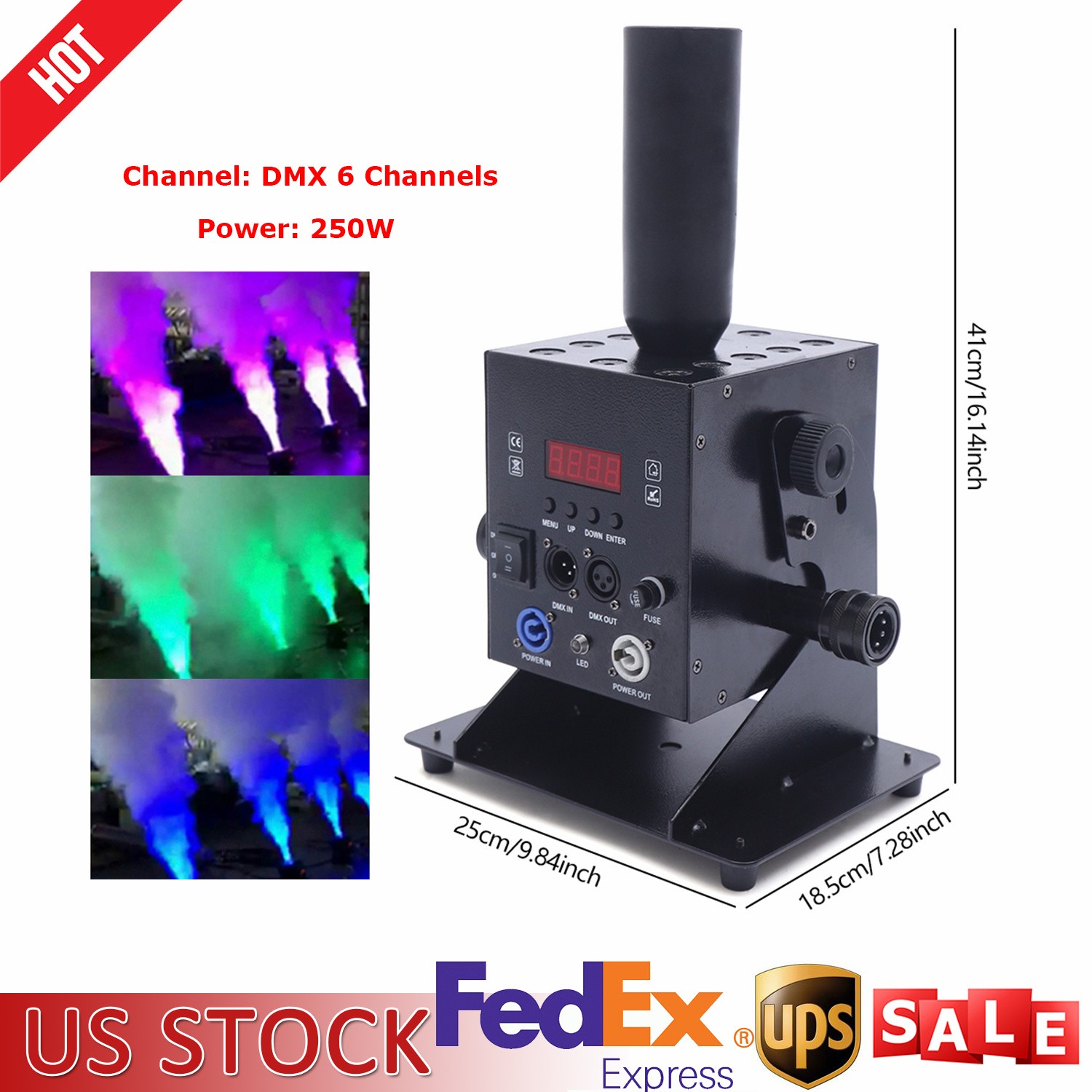 6m Hose CO2 Cannon DMX Blaster DJ Disco Stag & LED CO2 Jet Smoke Machine