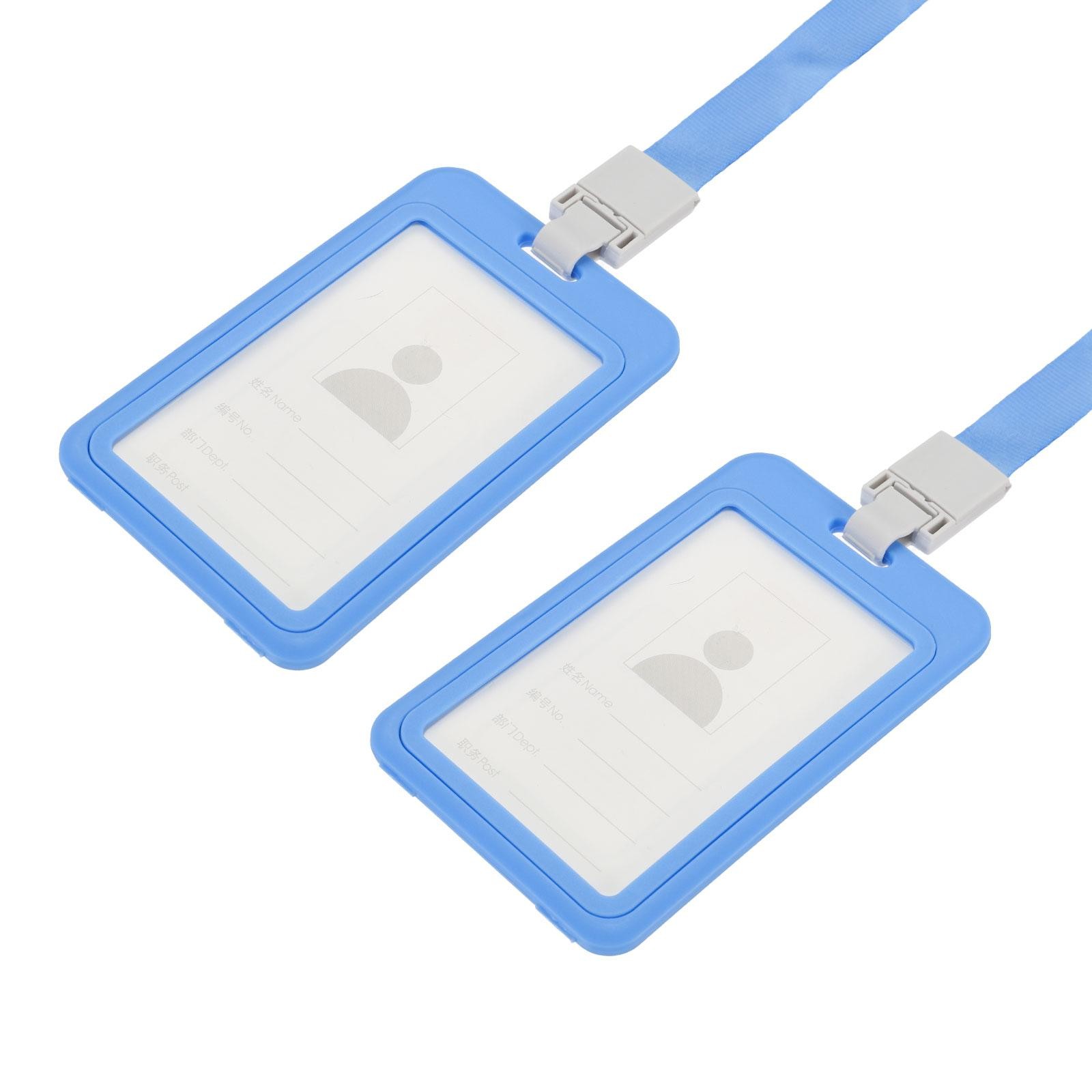 ID Badge Holders, 4.3x2.8 Inch Vertical Name Tag, Sky Blue pcs 2