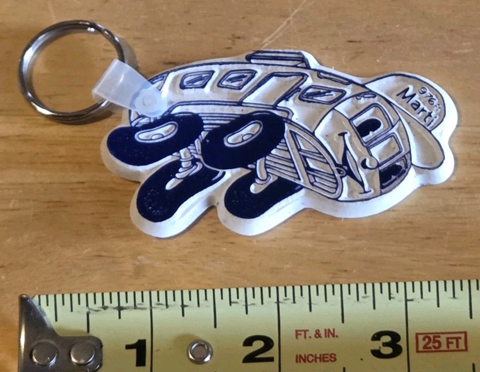 MARTIN INSURANCE motor Hone Bus Rubber Keychain Key Ring Advertising 976 Vtg Old