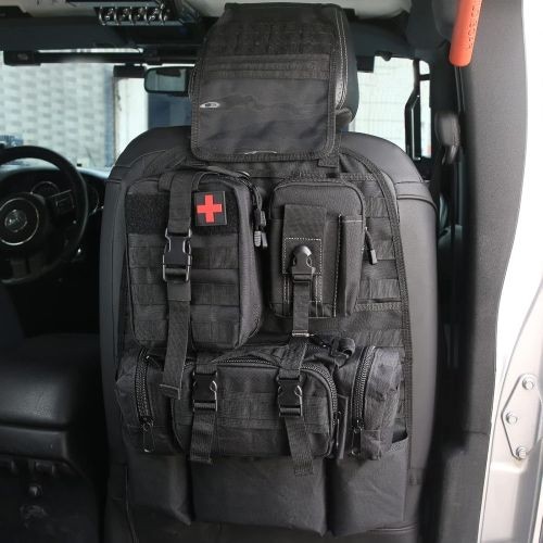 Universal Tactical Vehicle Back Seat Organizer with 3 Detachable Pouches