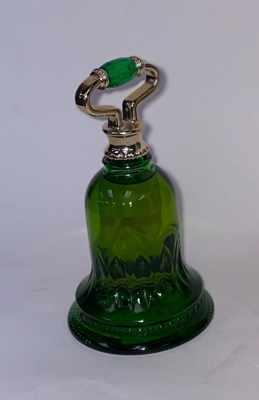Vintage 1987 Avon Emerald Green Bell Decanter "Sweet Honesty" Cologne Full