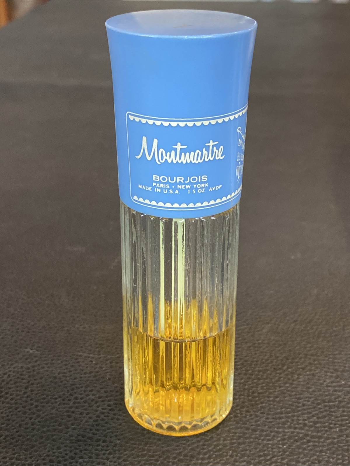 BOURJOIS MONTMARTRE PURSE SPRAY COLOGNE BLUE CAP RIBBED BOTTLE NEW YORK PARIS