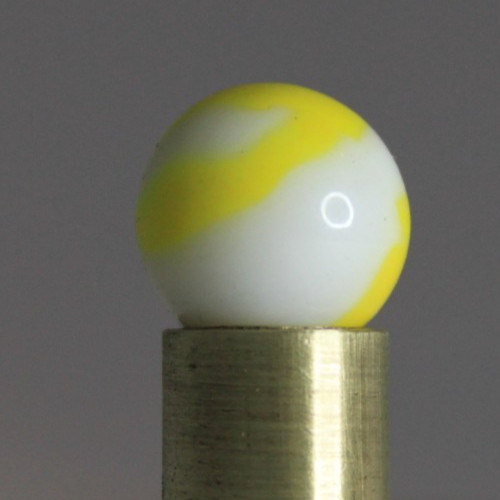 MARBLE KING RAINBO SUNSHINE YELLOW WHITE ZEBRA OPAQUE WHITE 5/8" VINTAGE GLASS