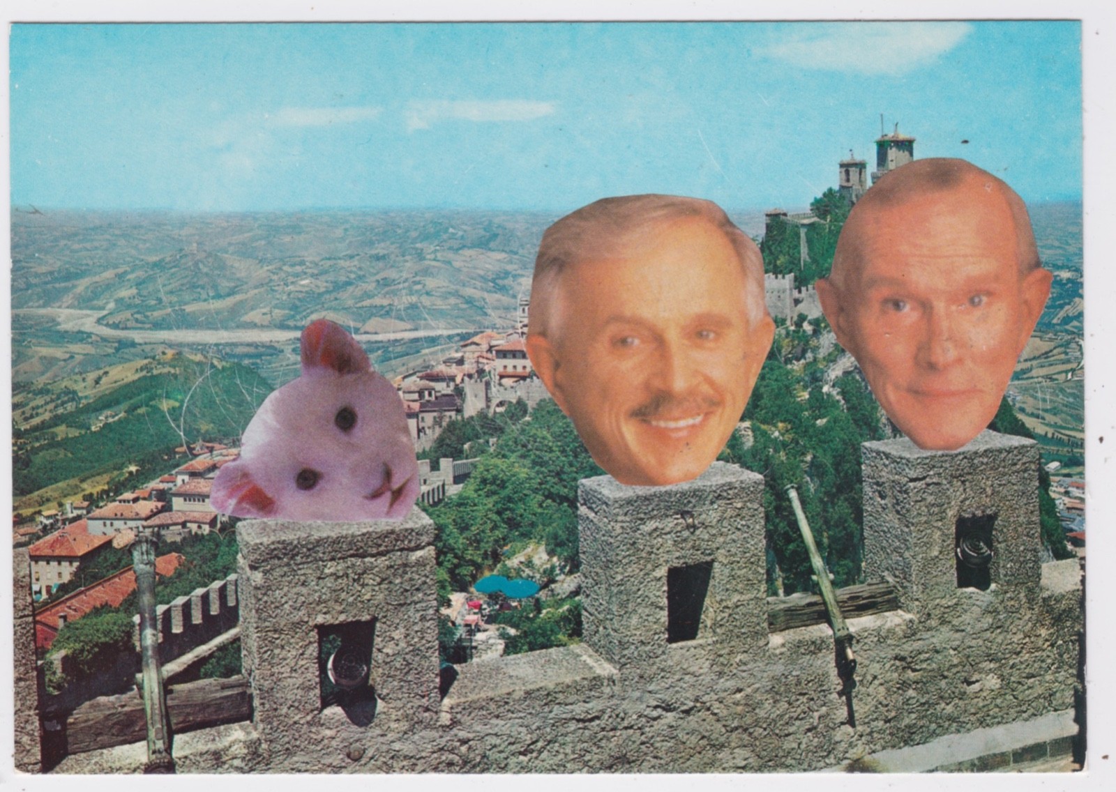 Mail Art David Greenberger "The Trio Thing Didn't Work Out" collaged postcard