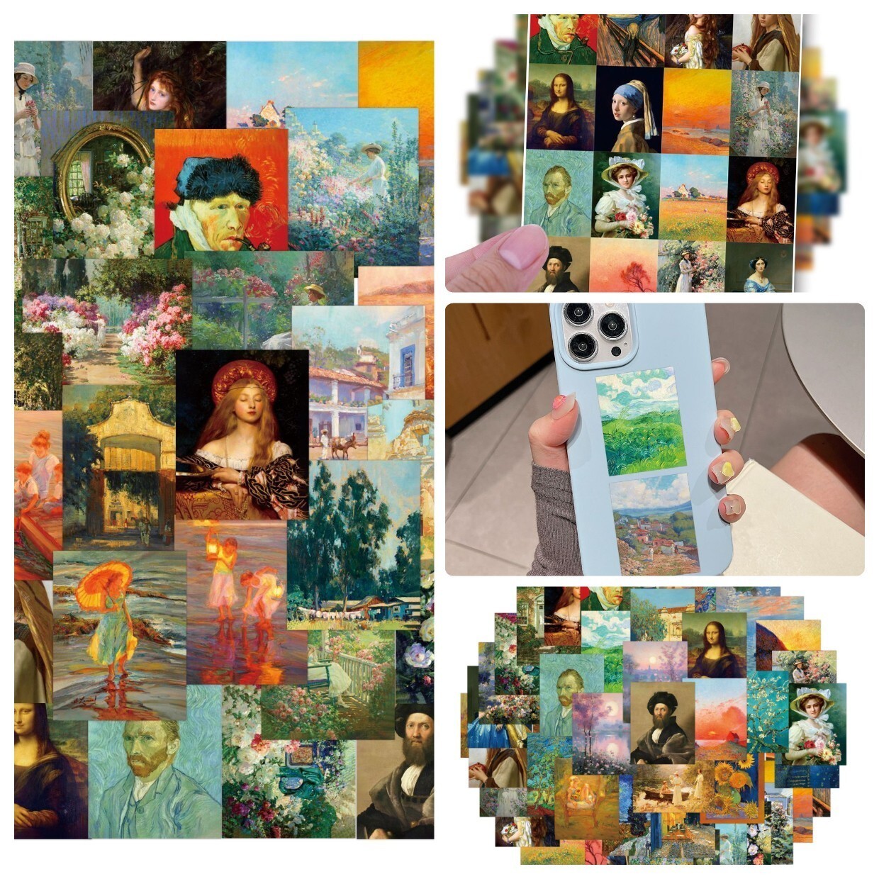 128 Piece World Masterpiece Stickers Retro Oil Paintings Scrapbook Journal