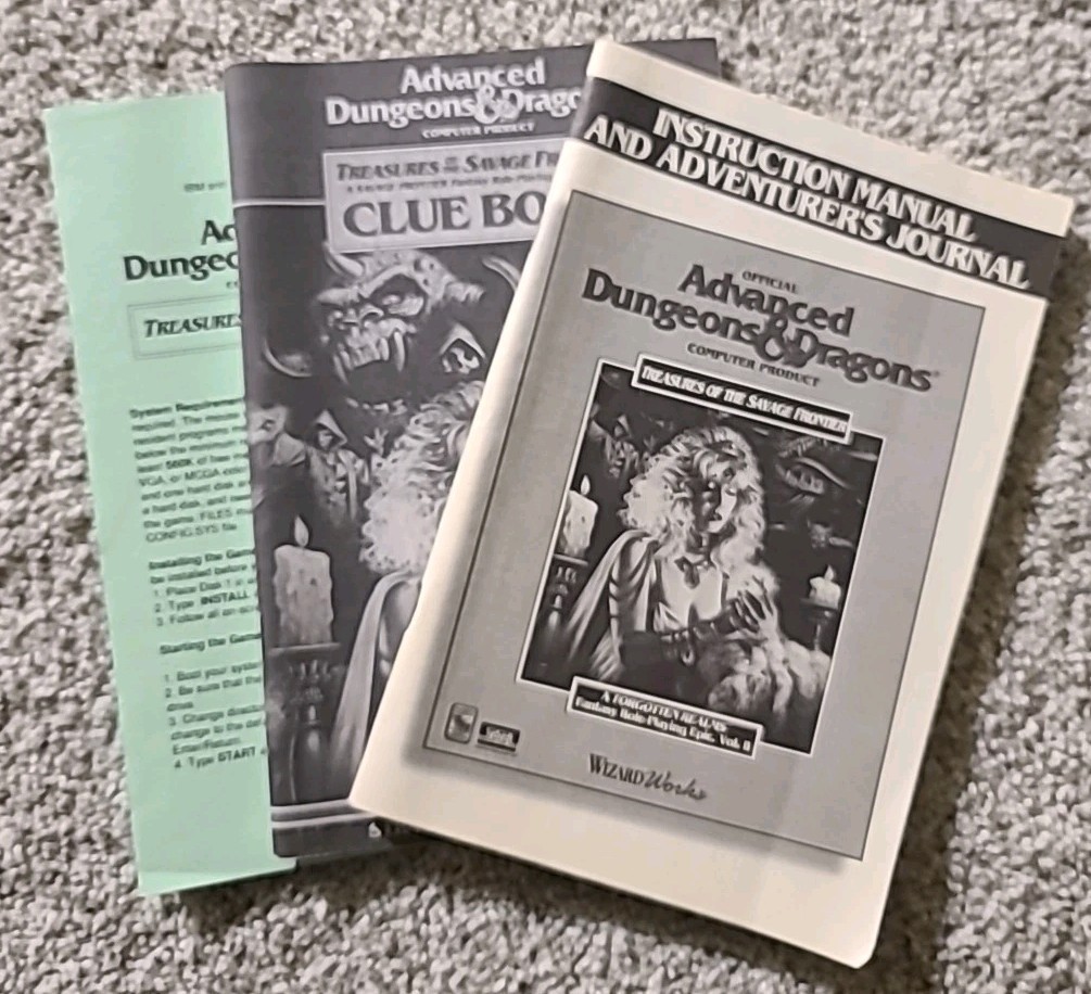 Treasures of the Savage Frontier – Clue Book, Manual & Data Card – SSI AD&D Gold