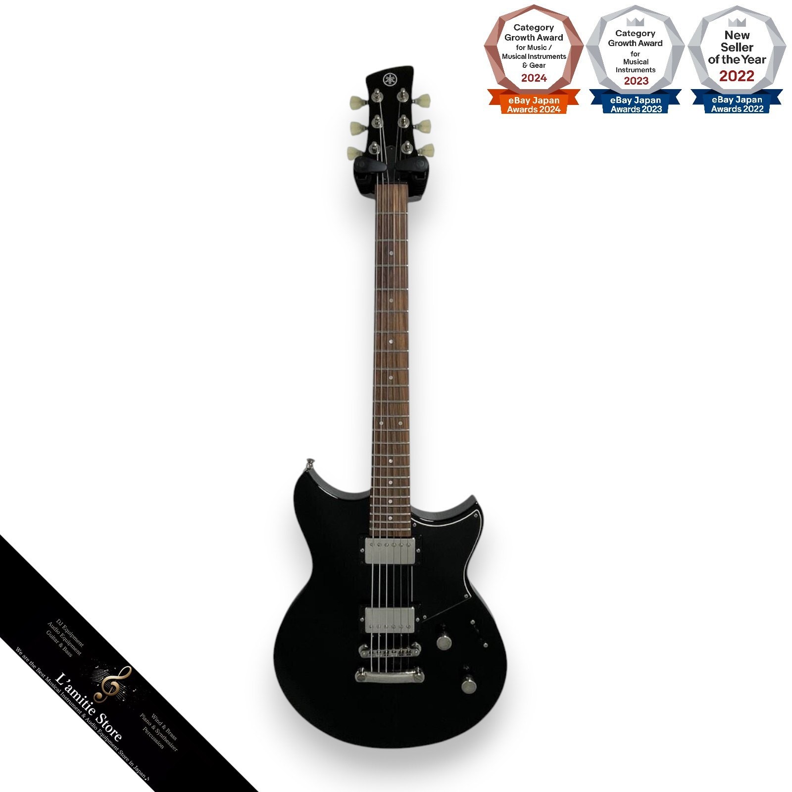 Yamaha Revstar RSE20 Electric Guitar Black 628mm Scale 22F
