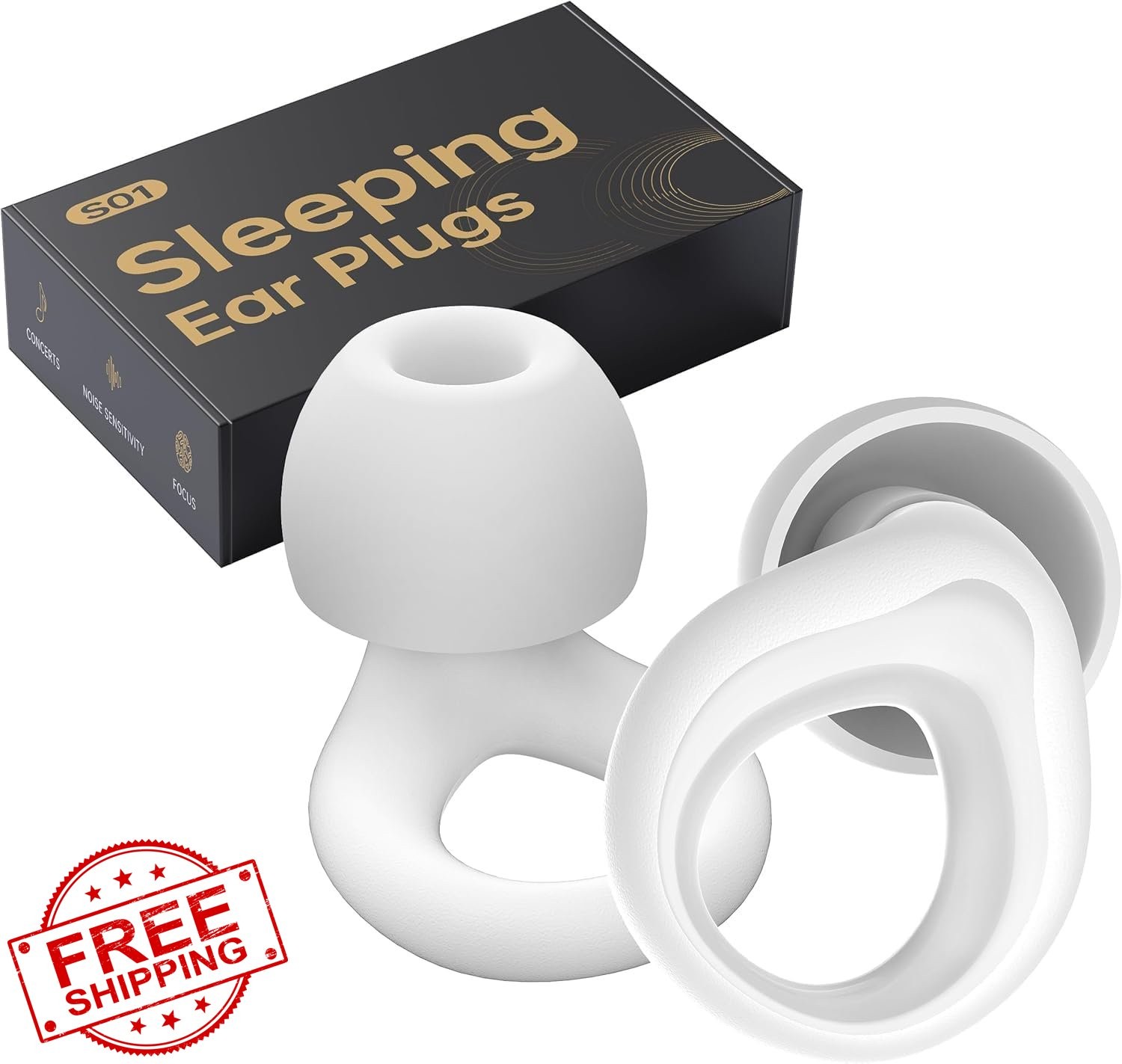 Silicone Ear Plugs for Sleeping Noise Cancelling Reusable 30dB White