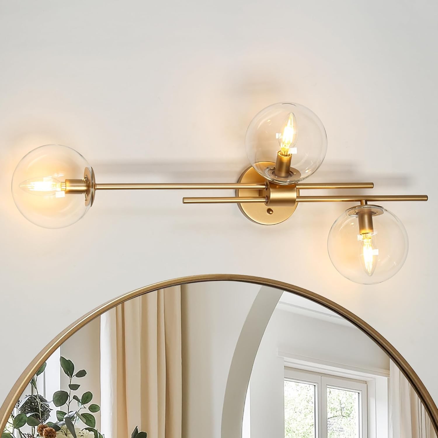 KSANA Gold Sconces Wall Lighting 3-Light Bathroom Vanity Light Fixtures GOLD