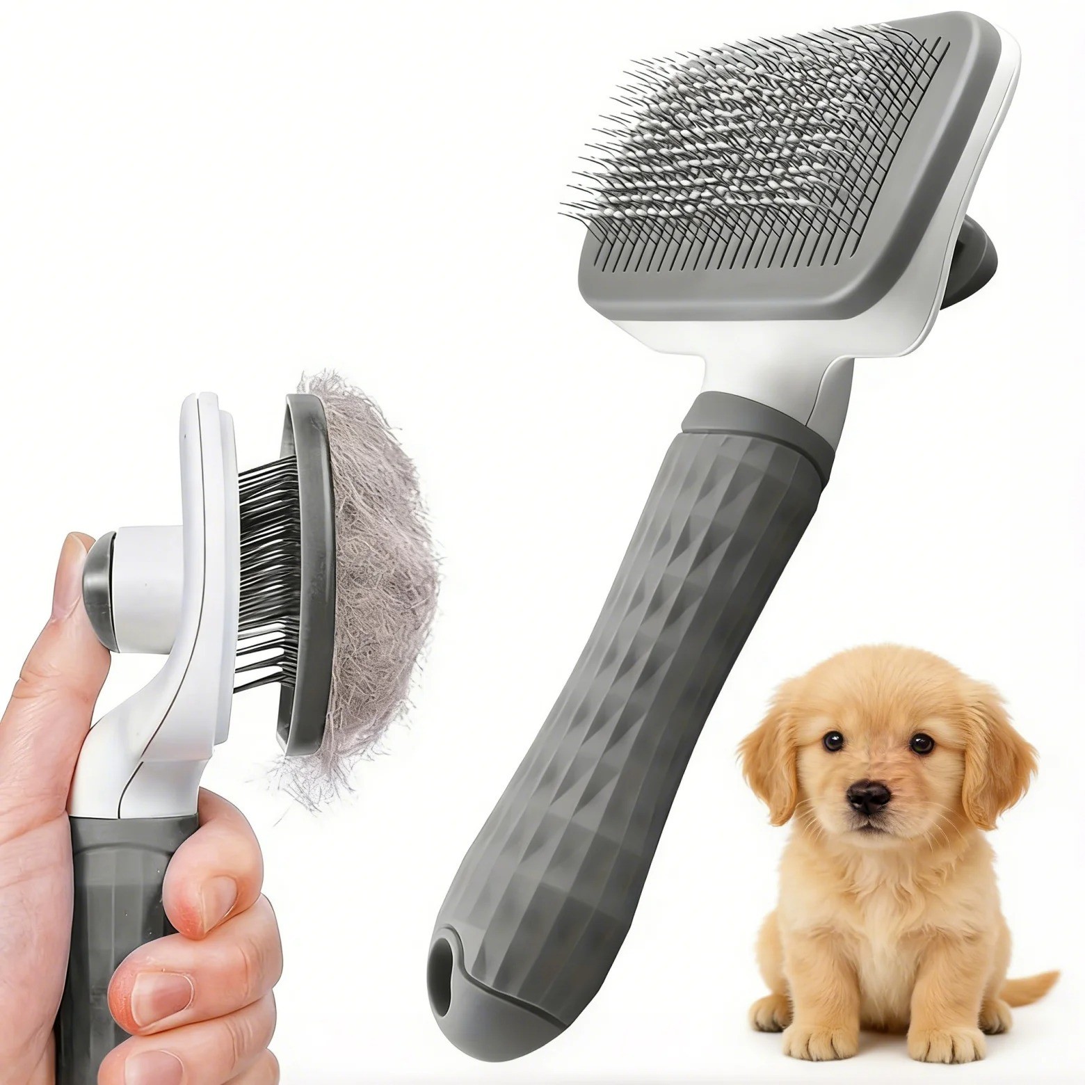 Pet Grooming Brush One-Click Hair Removal Bent Needle Massaging Comb Dogs Cats