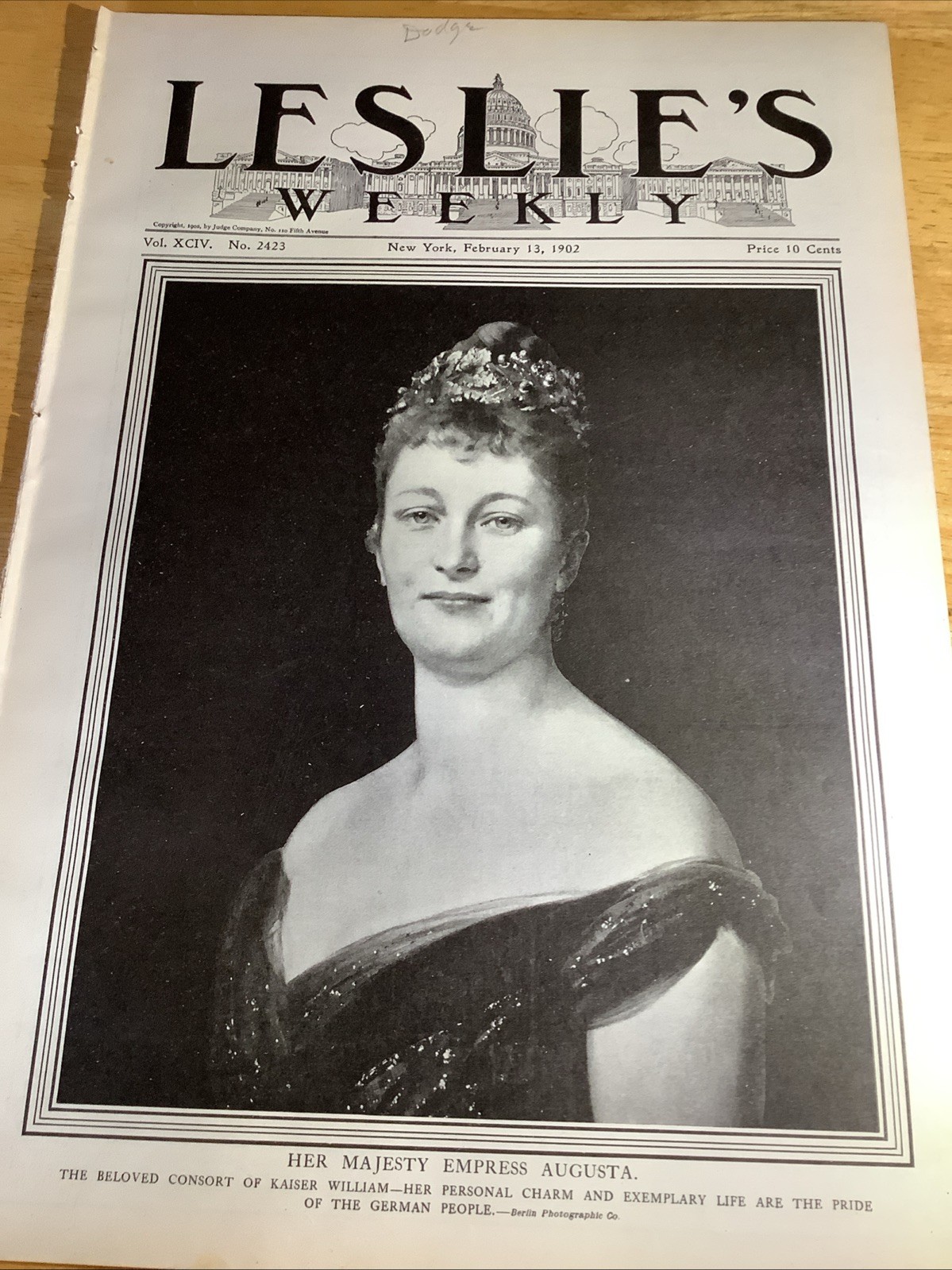 1902  FRANK LESLIE’S MAGAZINE / NEWSPAPER  ~ LINCOLN INAUGURATION