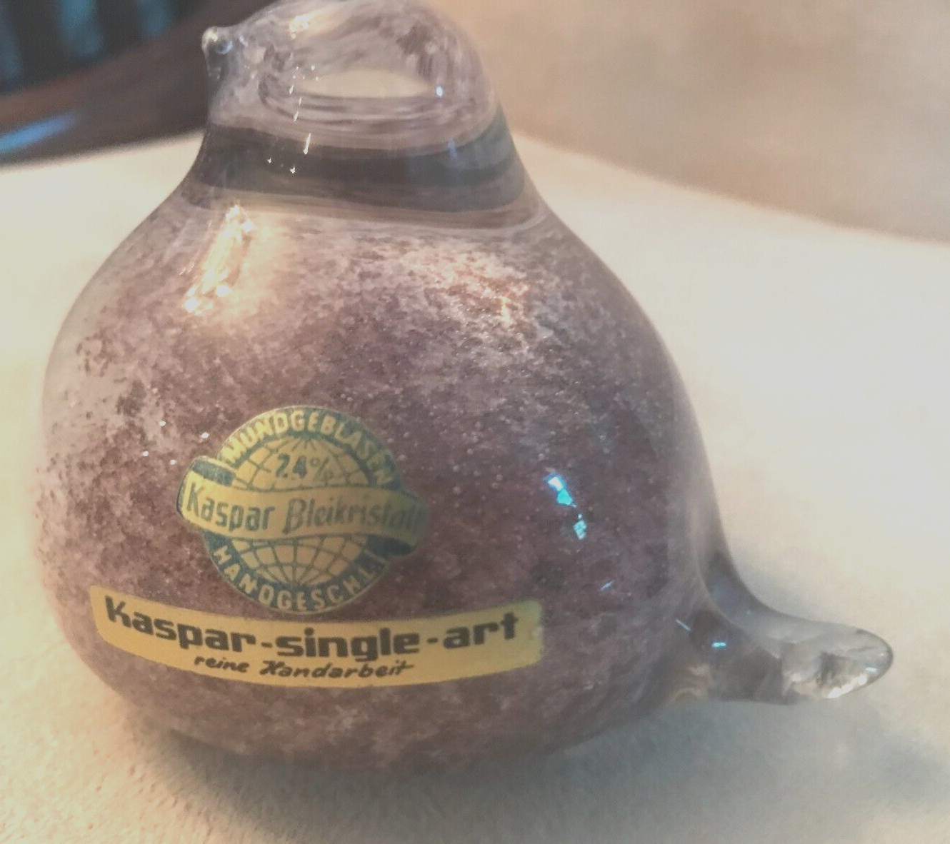 Glass Bird Figurine – Signed Kaspar Bleikristal, Elegant Crystal Art Piece