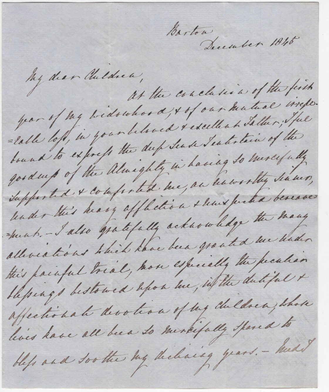 Signed Letter 1845 Widow of Richard Bruce Stopford Canon of Windsor/ Autographed