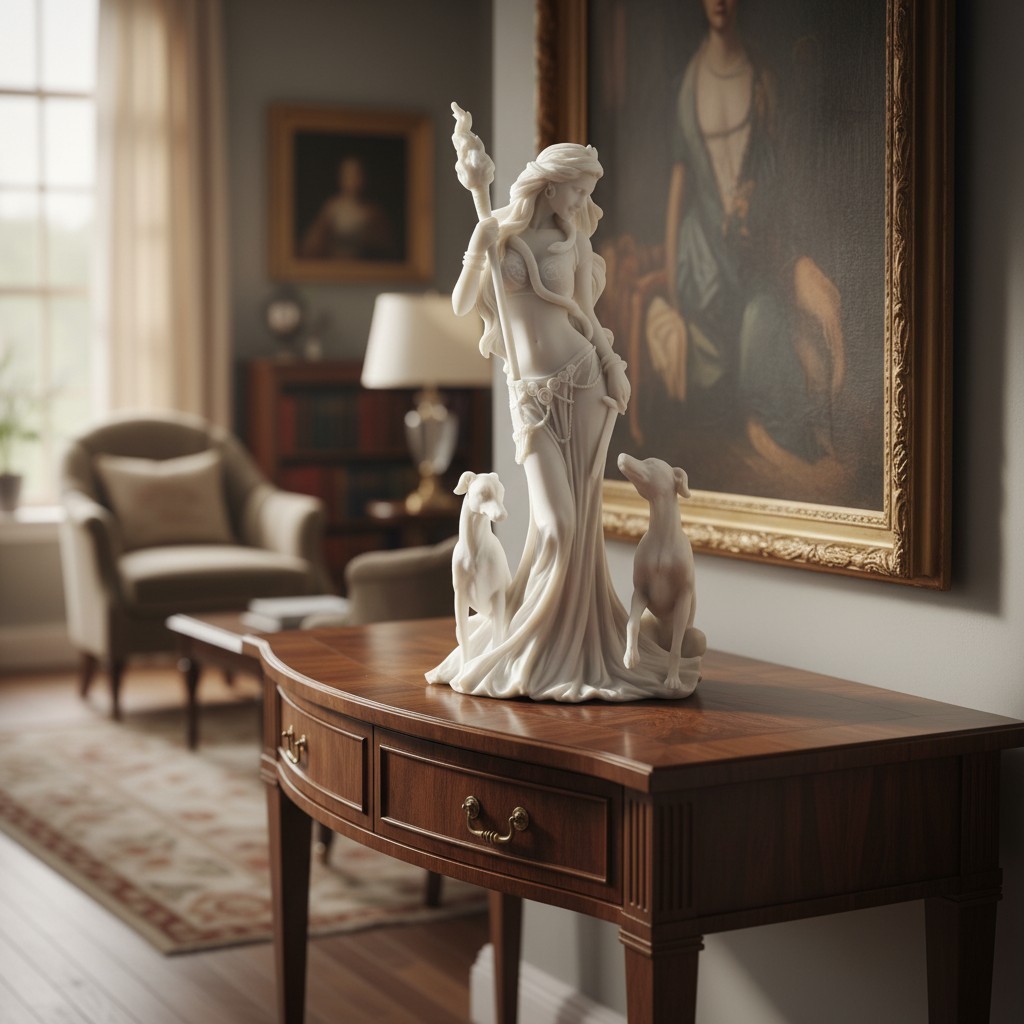 Mythical Hecate Goddess Statue - Stunning White Resin Figurine for All Occasions